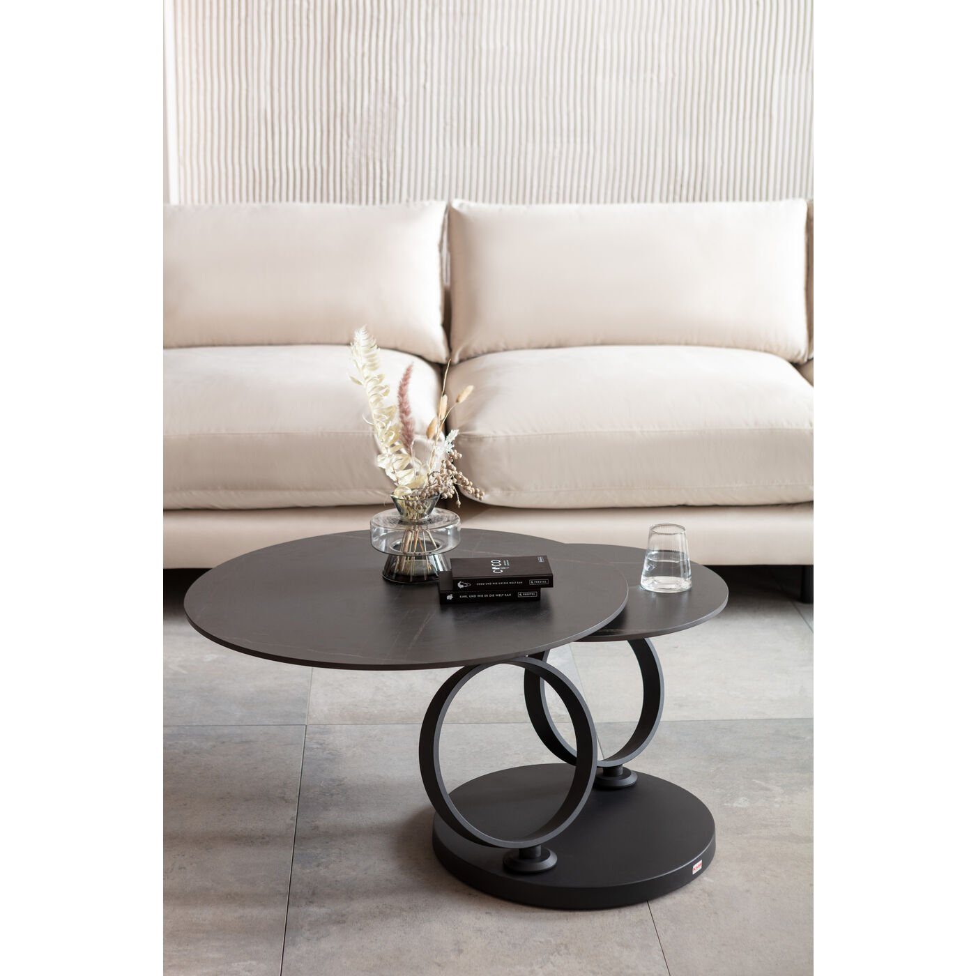 Kare Design Couchtisch Beverly, Keramik, Drehfunktion