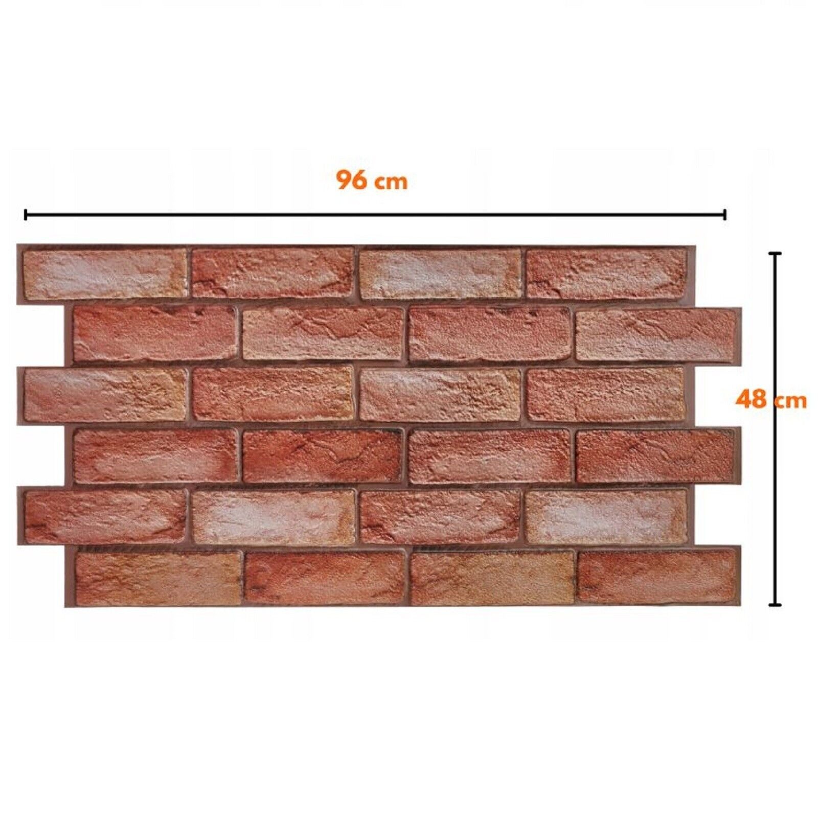 QLS 3D-Tapete Ziegel, Steinoptik, Steintapete Wandpaneele Dekorplatte Wasserdicht 96x48 cm