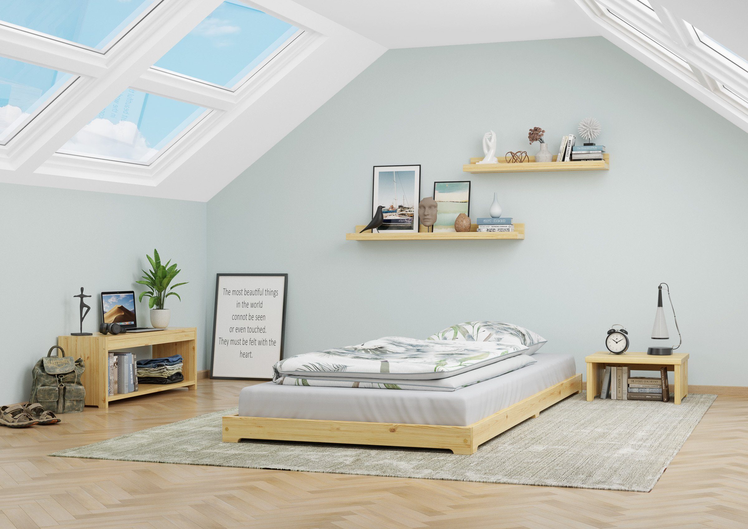 ERST-HOLZ Bett Studentenbett Futon Extra Niedriges günstig online kaufen