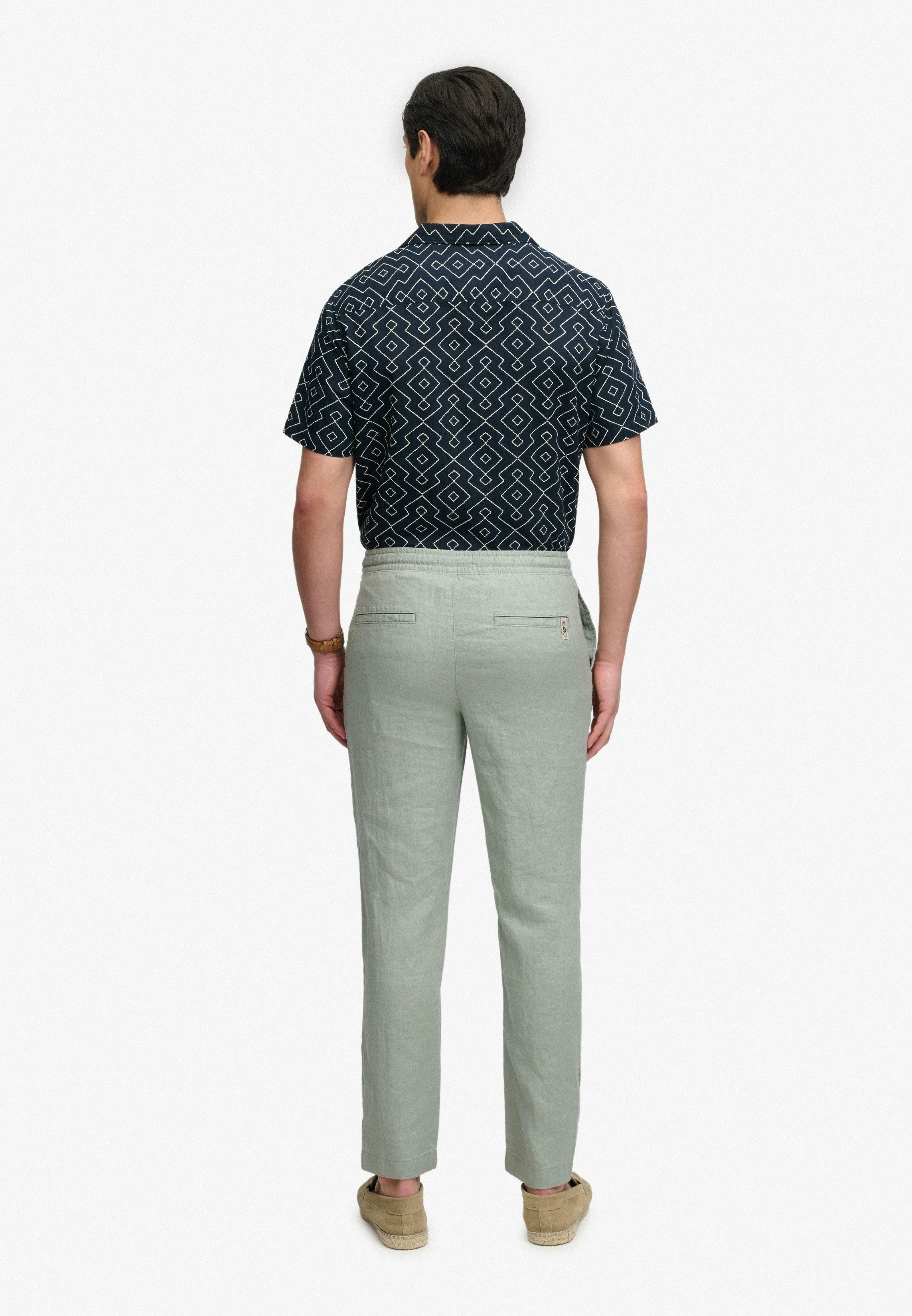 Superdry Leinenhose MERCHANT LINEN PANT aus Leinen, Regular Fit, mit Reißverschluss – Bild 5 von 5