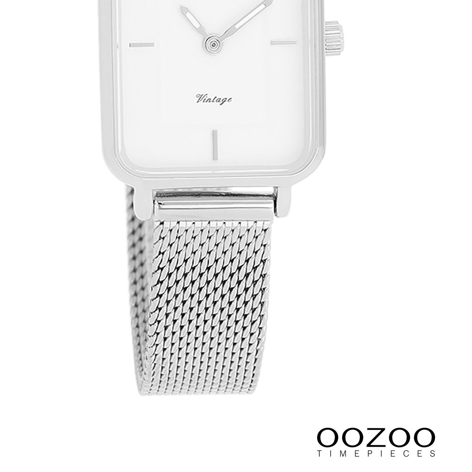 OOZOO Quarzuhr Oozoo Unisex Armbanduhr Vintage Series, (Analoguhr), Damen, Herrenuhr eckig, groß (ca.24x28mm) Metallarmband, Fashion-Style