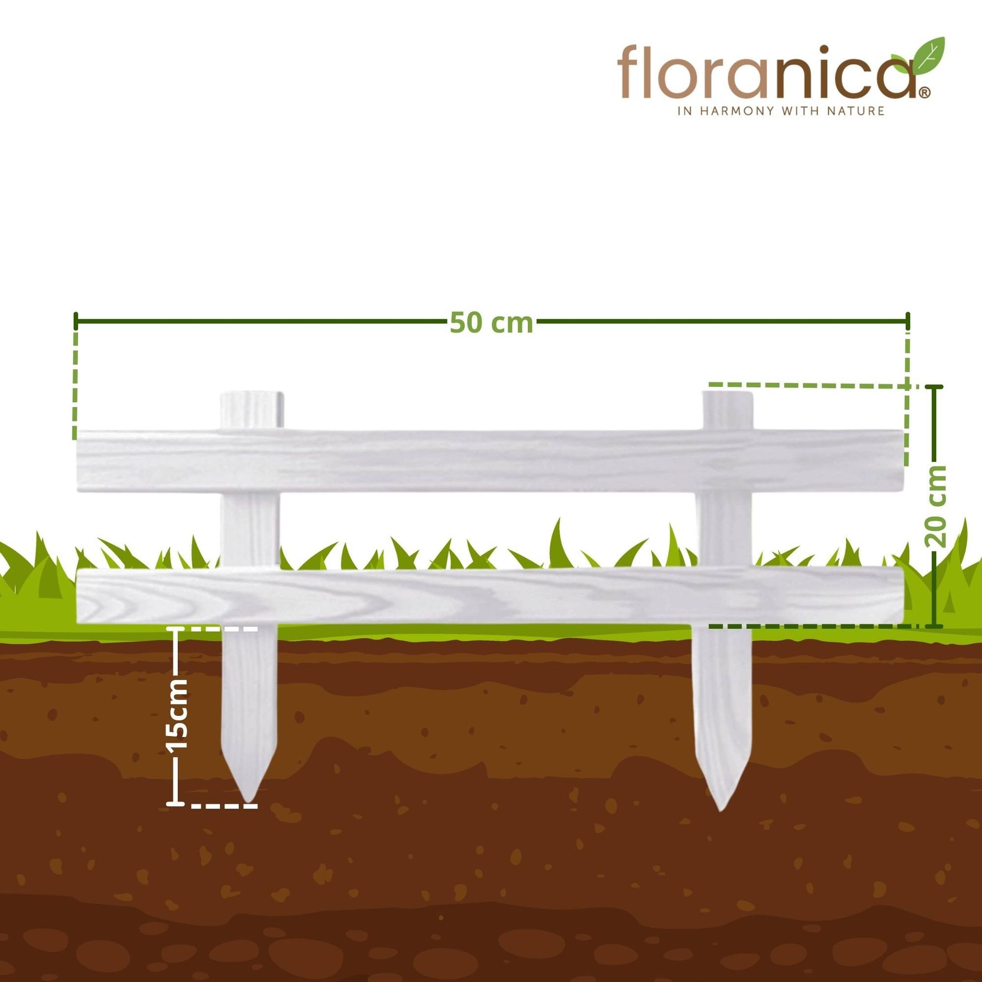 Thumbnail - Floranica Zierzaun Kleiner Gartenzaun Mini Steckzaun Zierzaun, (20 x 50 cm, 4-St., Weiß), Vorgartenzaun Hofzaun Terrasse...