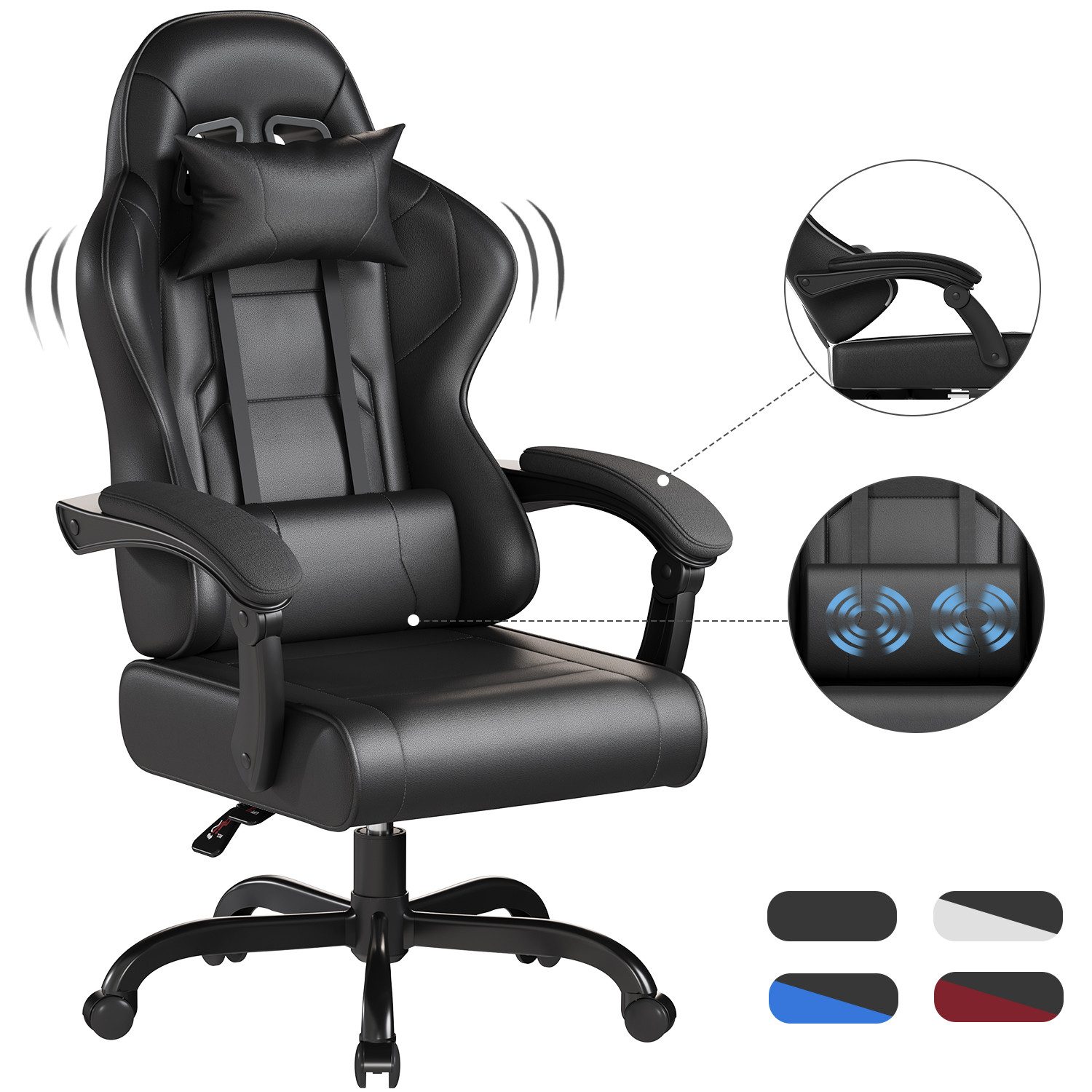 HOMALL Gaming-Stuhl Massage Bürostuhl mit Fußstütze,Kopfstütze Gaming Chair günstig online kaufen