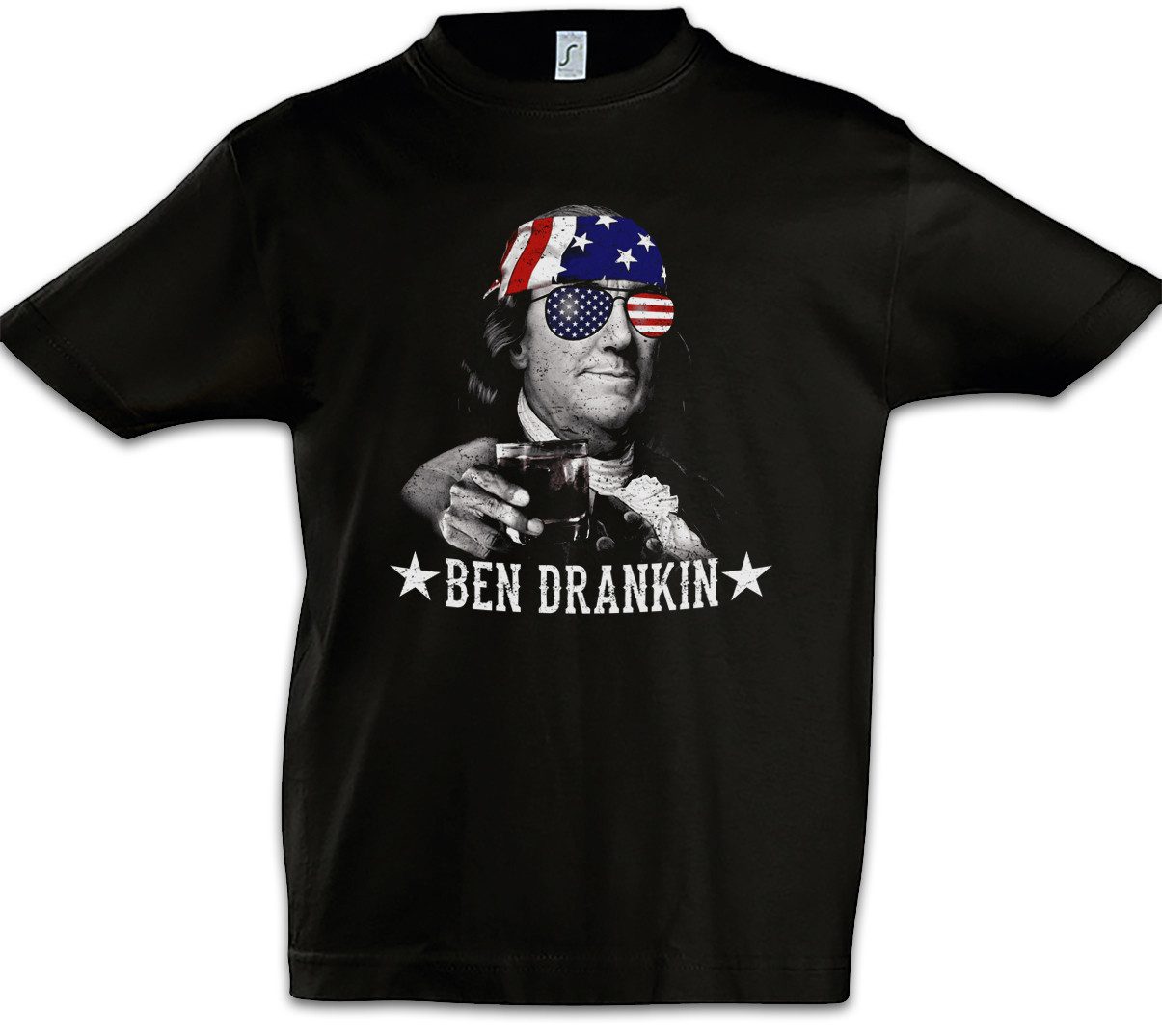 Print-Shirt Ben Drankin Kinder T-Shirt Ben Benjamin Alcohol Franklin Party Booze