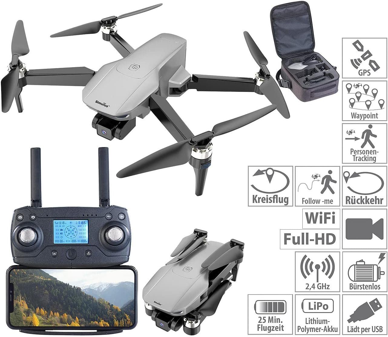 Simulus Drohne (4K, Faltbare GPS-Drohne, -Abstandssensor, 4K-Cam Drone Brushless-Motor)