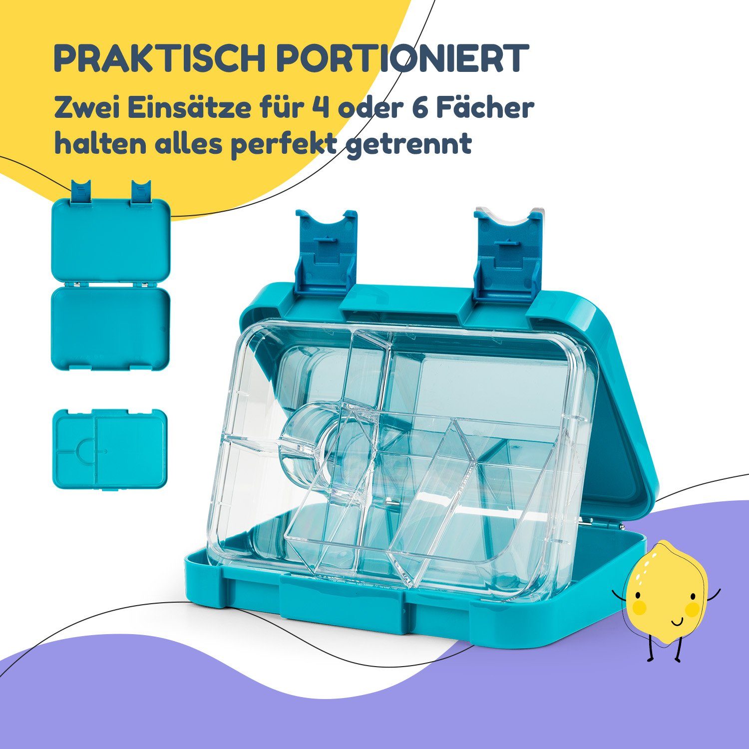 Kunststoff, Petrol Klarstein Frischhaltedose Sea Lunchbox, (Packung) junior