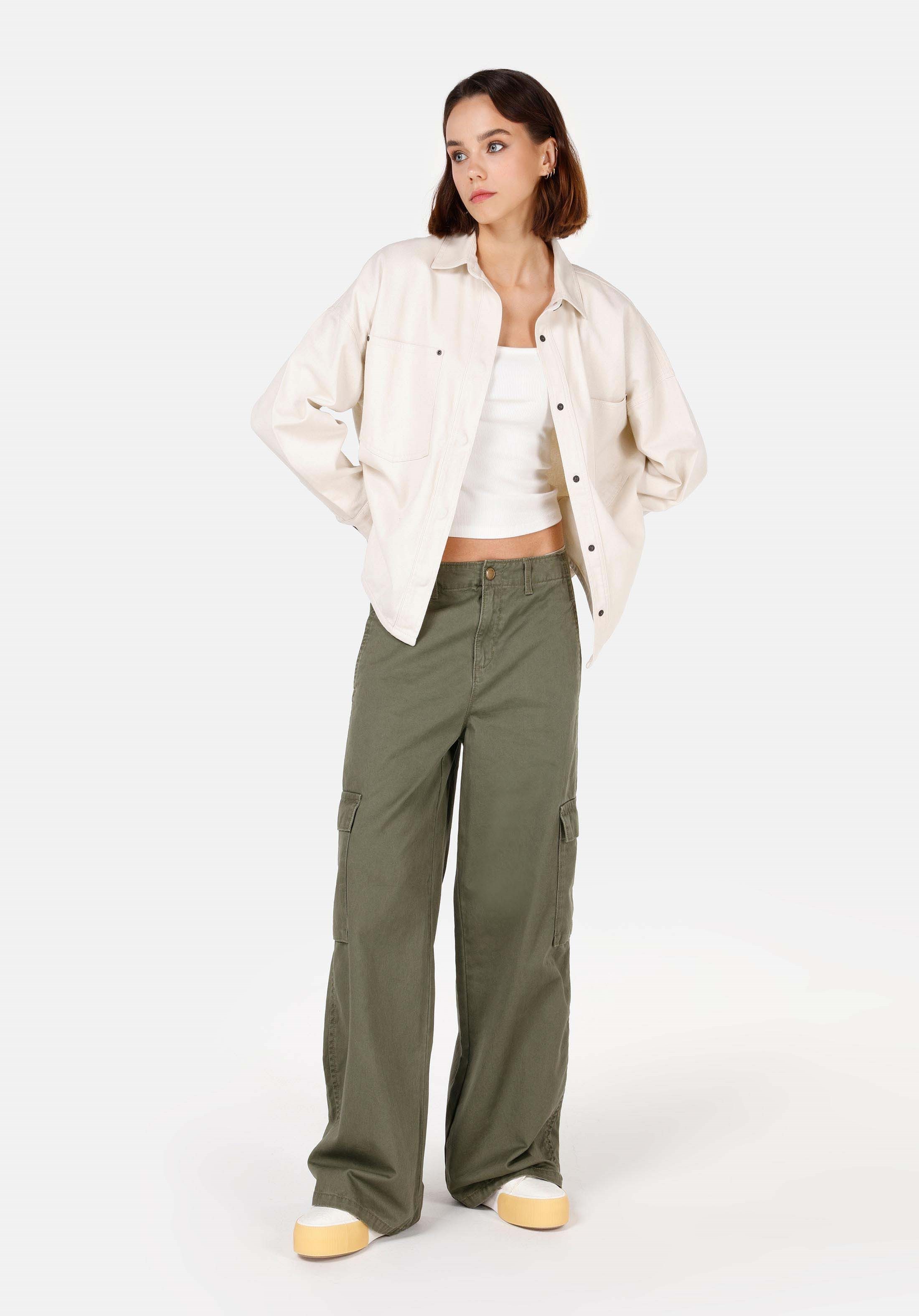 Colins T-Shirt Colins Relax Fit Shirt Neck Damen Roll-Up Shirt
