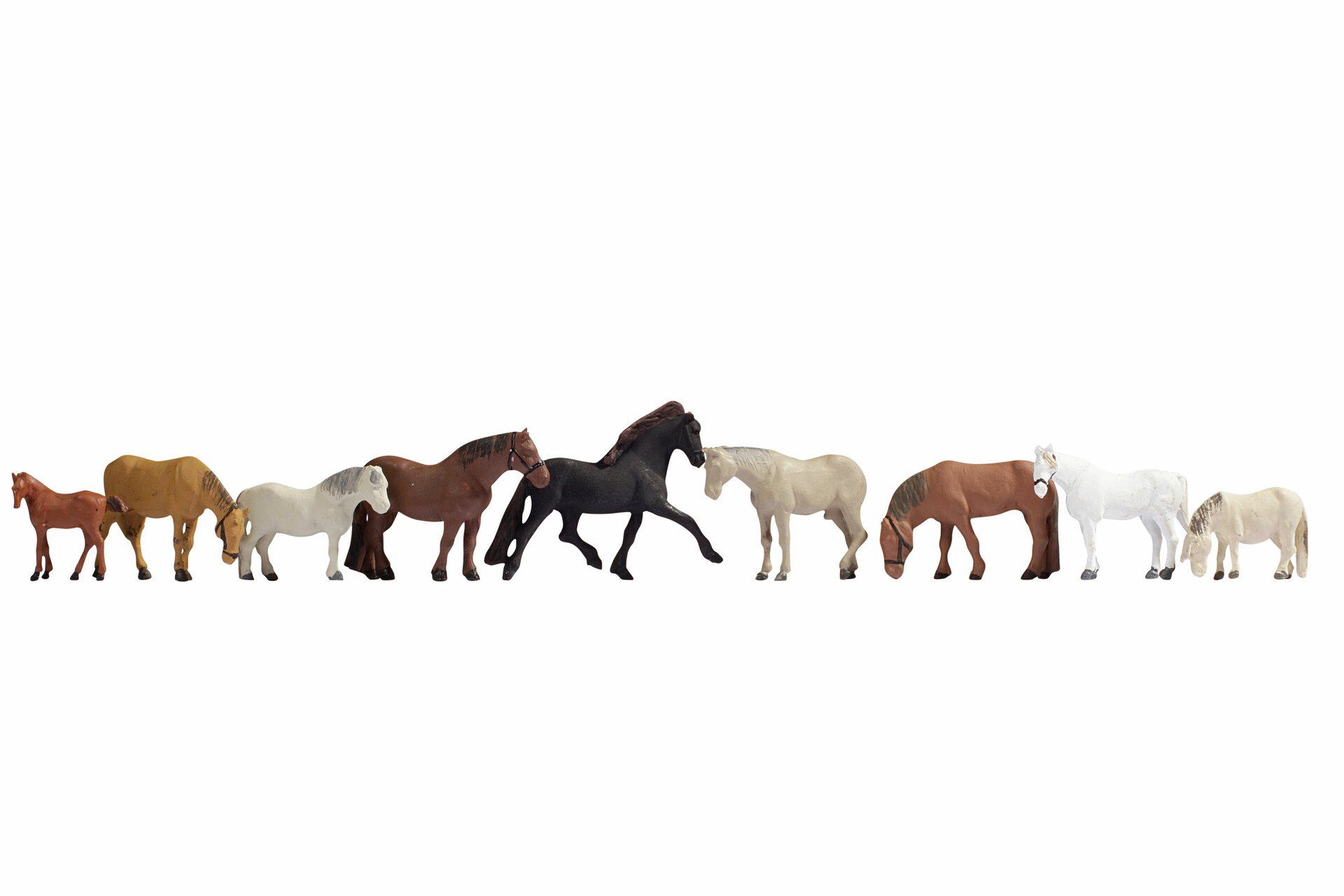NOCH Dekofigur Pferde aus Kunststoff, bewegliche Tierfiguren für