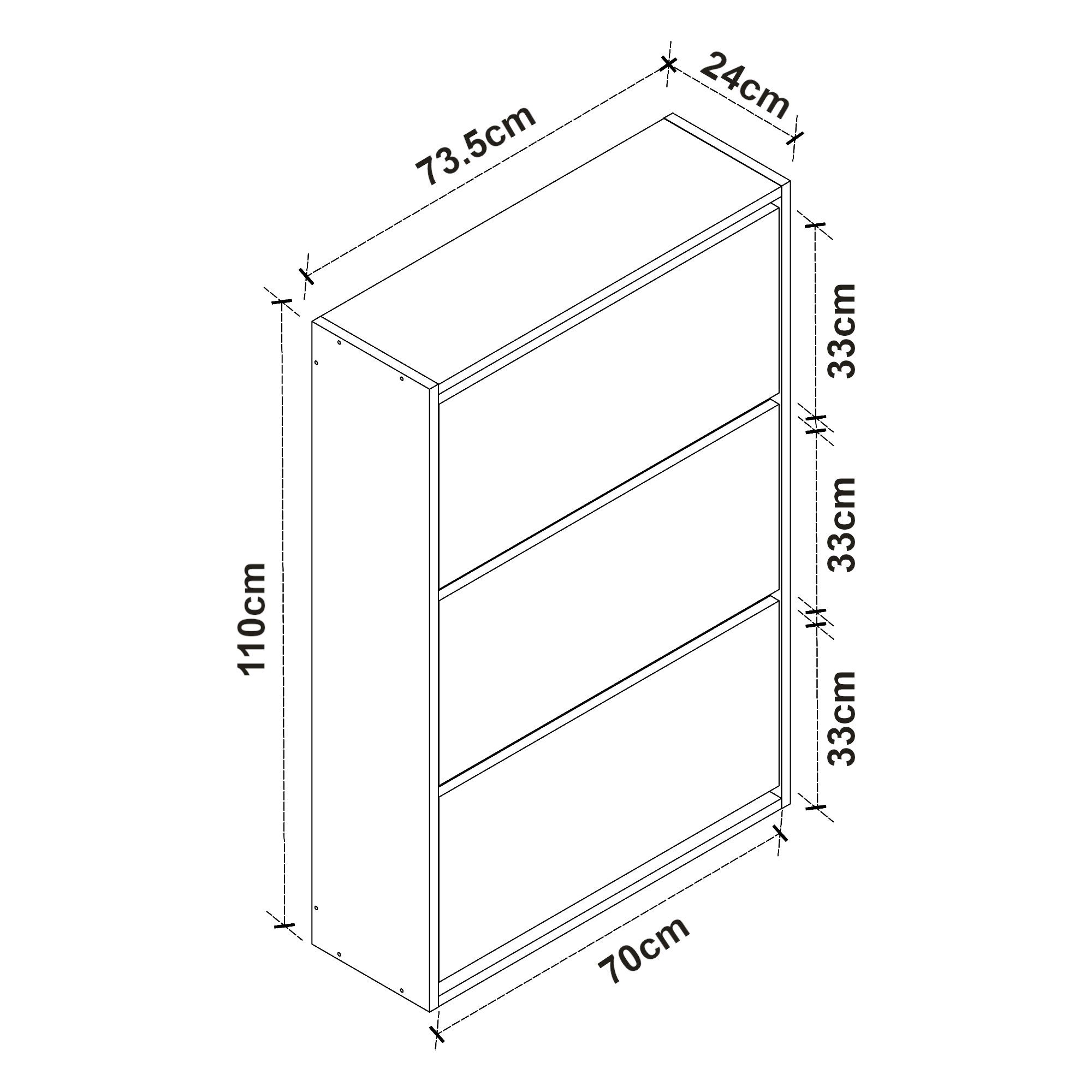 Schuhschrank Kipptüren en.casa 110x73, mit 5x24cm Walnuss »Aurskog«