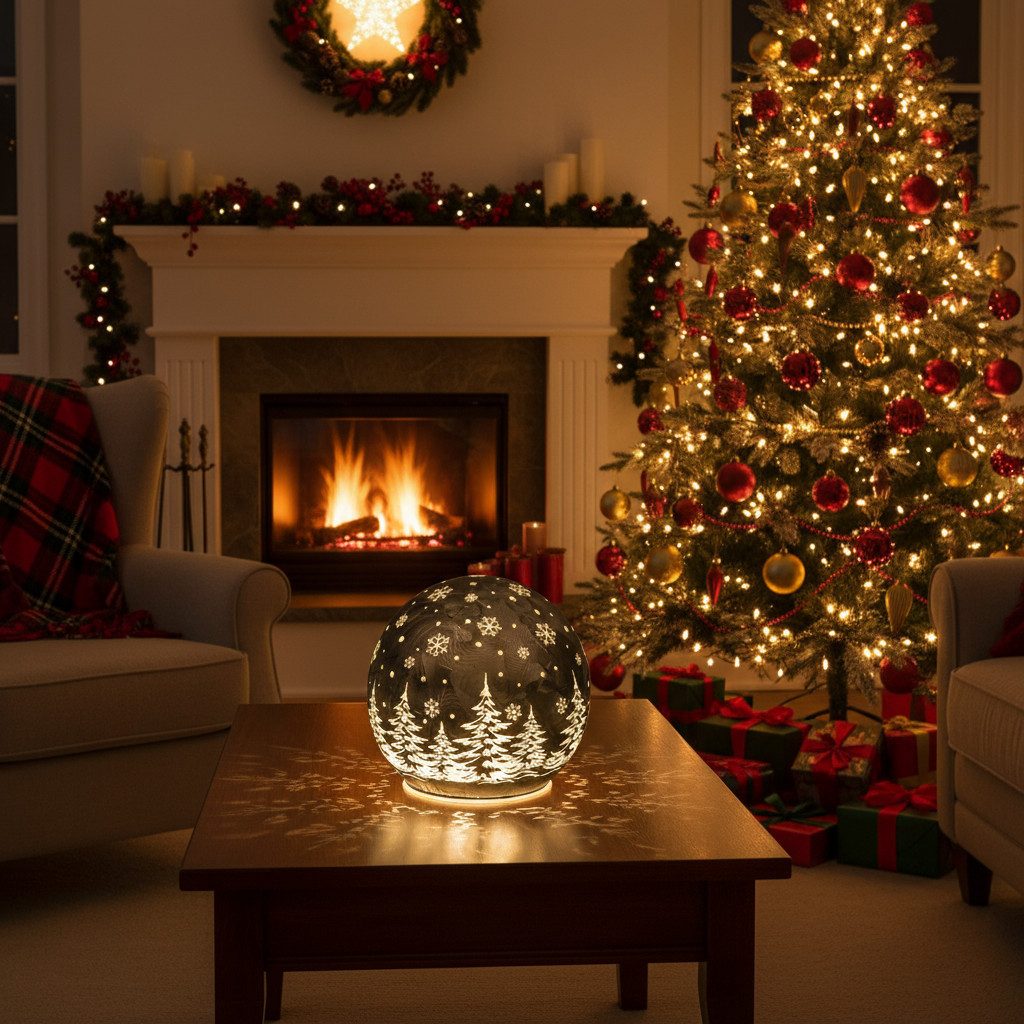 formano LED Dekolicht Glas-Kugel Frosty Eisgrau 15 cm Timer 6h/18h Weihnach günstig online kaufen