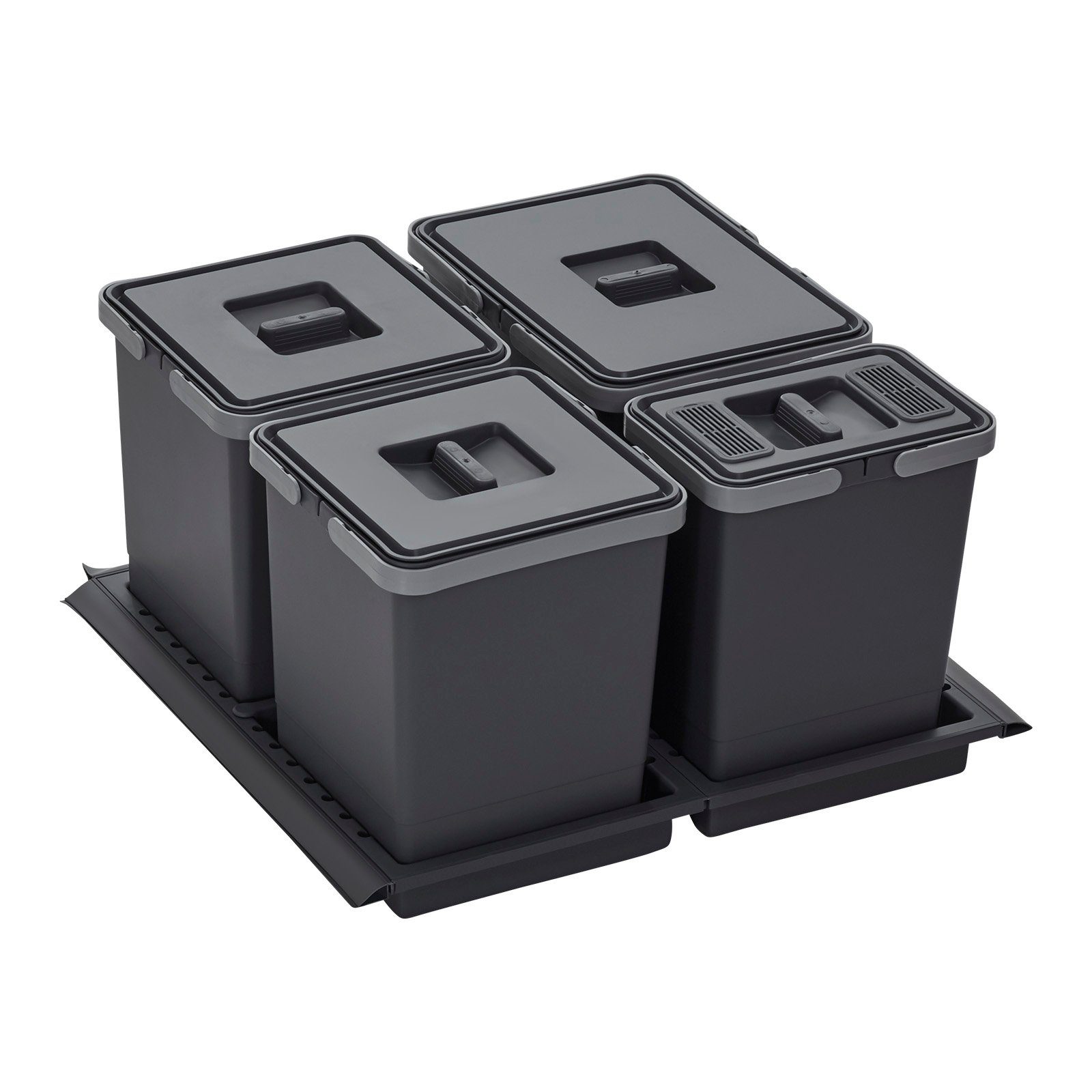 SO-TECH® Mülleimer Abfallsammler Metropolis 15+10+10+6L mit Deckel, Abfallsystem für Korpusbreite 60 cm | Mülleimer