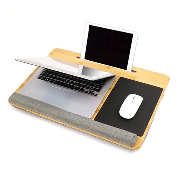 hjh OFFICE Laptopunterlage COMFILAP Bambus, Stoff Laptop-Ständer, (bis 21 Zoll, mit Maus- und Handgelenkauflage, Bequeme Kissenbasis)