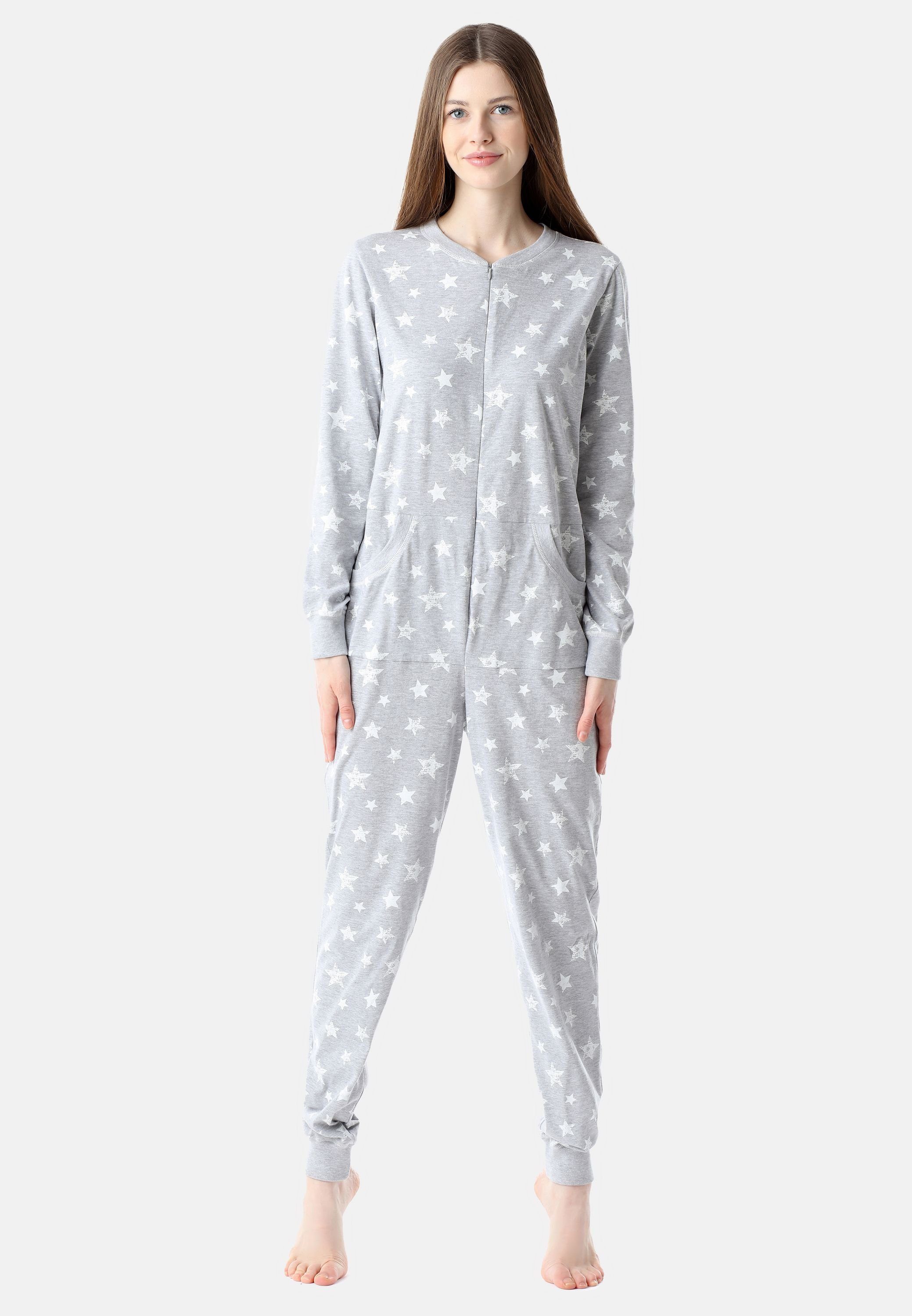 Schlafanzug Bellivalini Pyjama Sterne Melange/Ecru Damen Schlafoverall BLV50-206