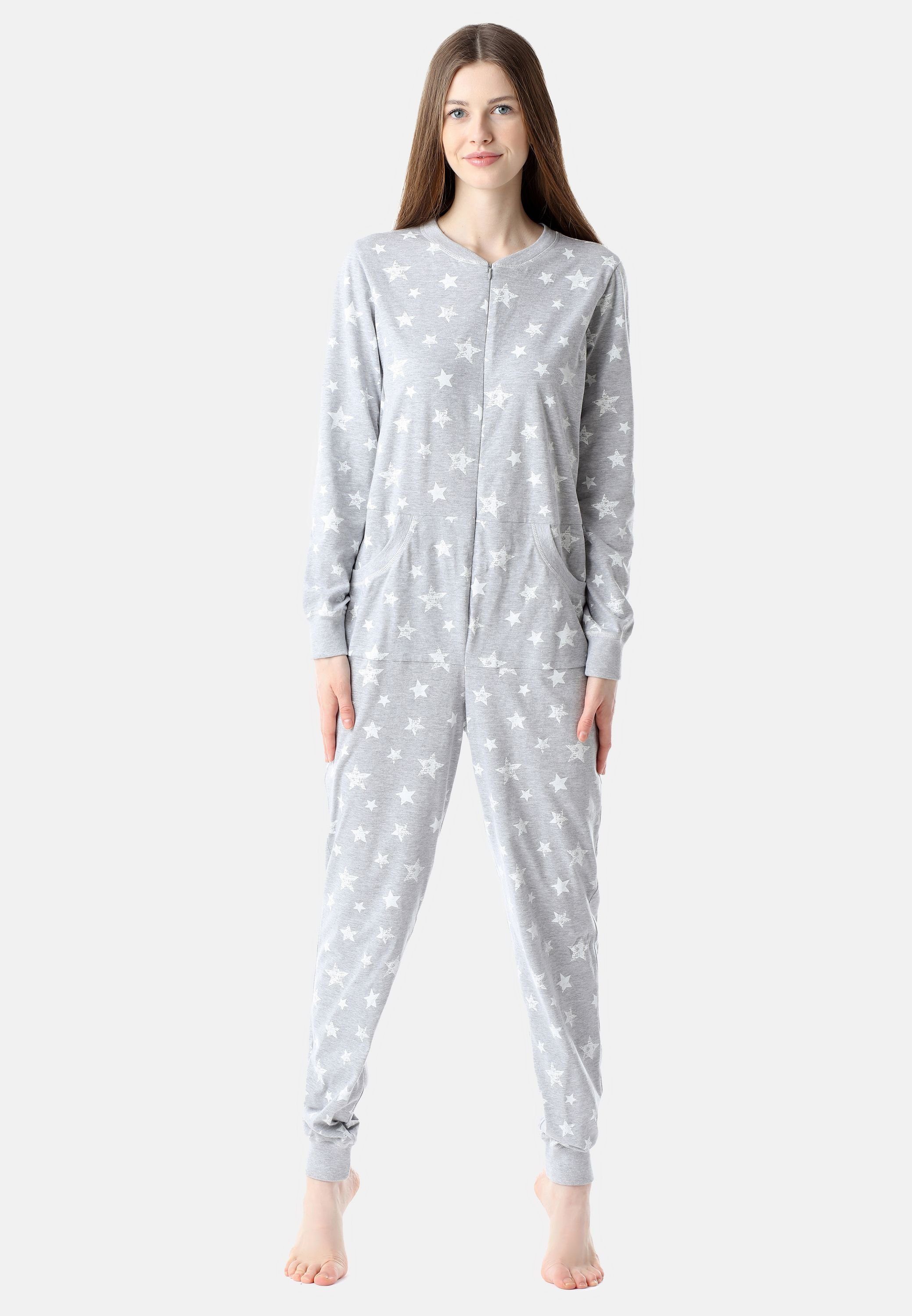 Bellivalini Schlafanzug Melange/Ecru Schlafoverall Sterne Damen Pyjama BLV50-206