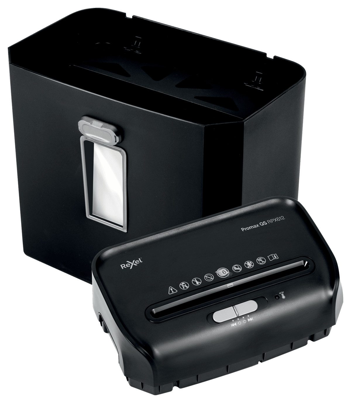 REXEL Reißwolf ProMax RPX612, Kreuzschreddern, 22 cm, 4 x 40 mm, 12 l, 132 Blätter, 6