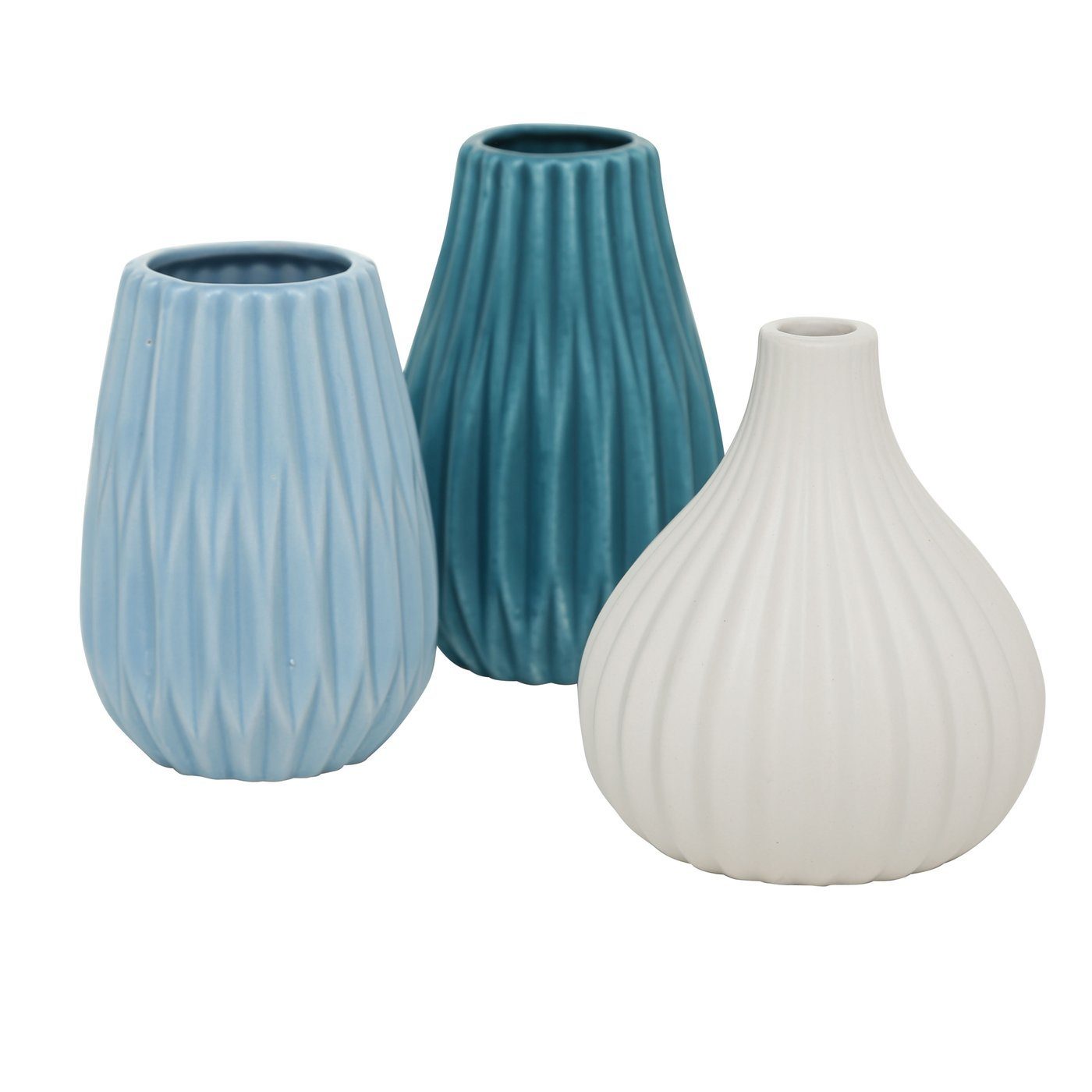 ReWu Dekovase Blumenvase aus Keramik im 3er Set Mattes Design - Petrol
