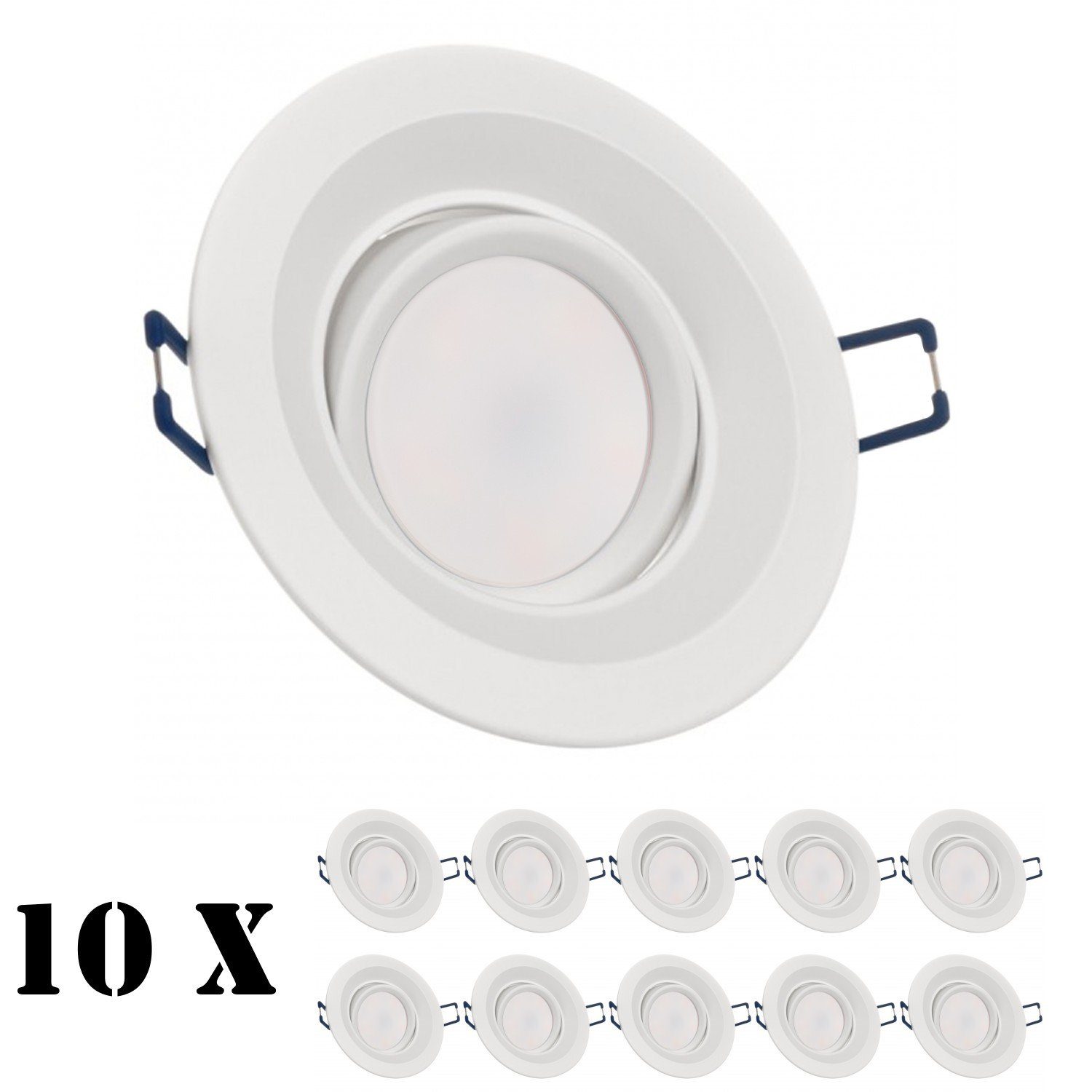 flach 10er Leuchtmittel LED extra in weiß LED Einbaustrahler 5W LEDANDO Set mit Einbaustrahler vo