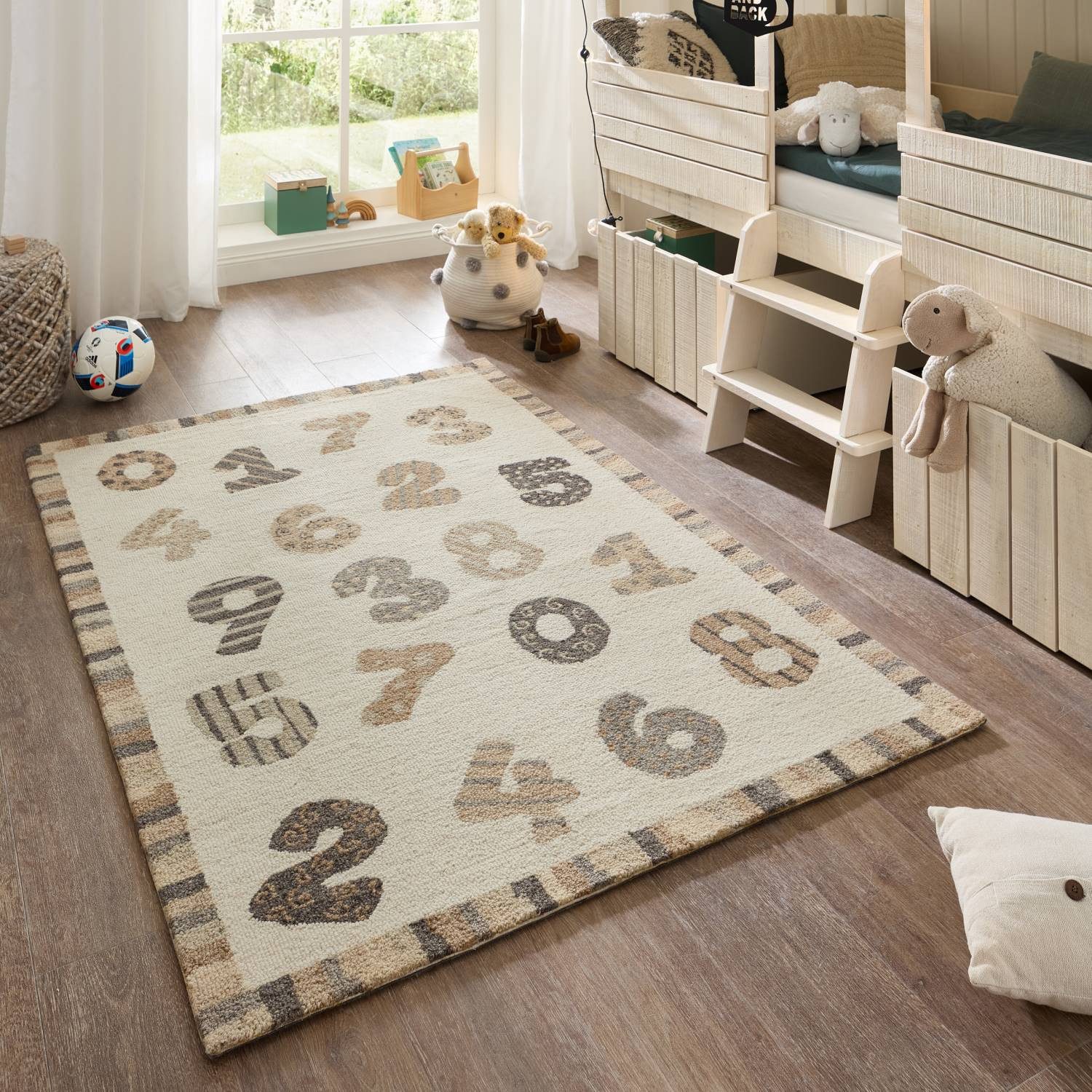 Natur Pur Teppich Natur Kids - Kinderteppich mit Zahlendesign, Rechteckig, handgetuftet