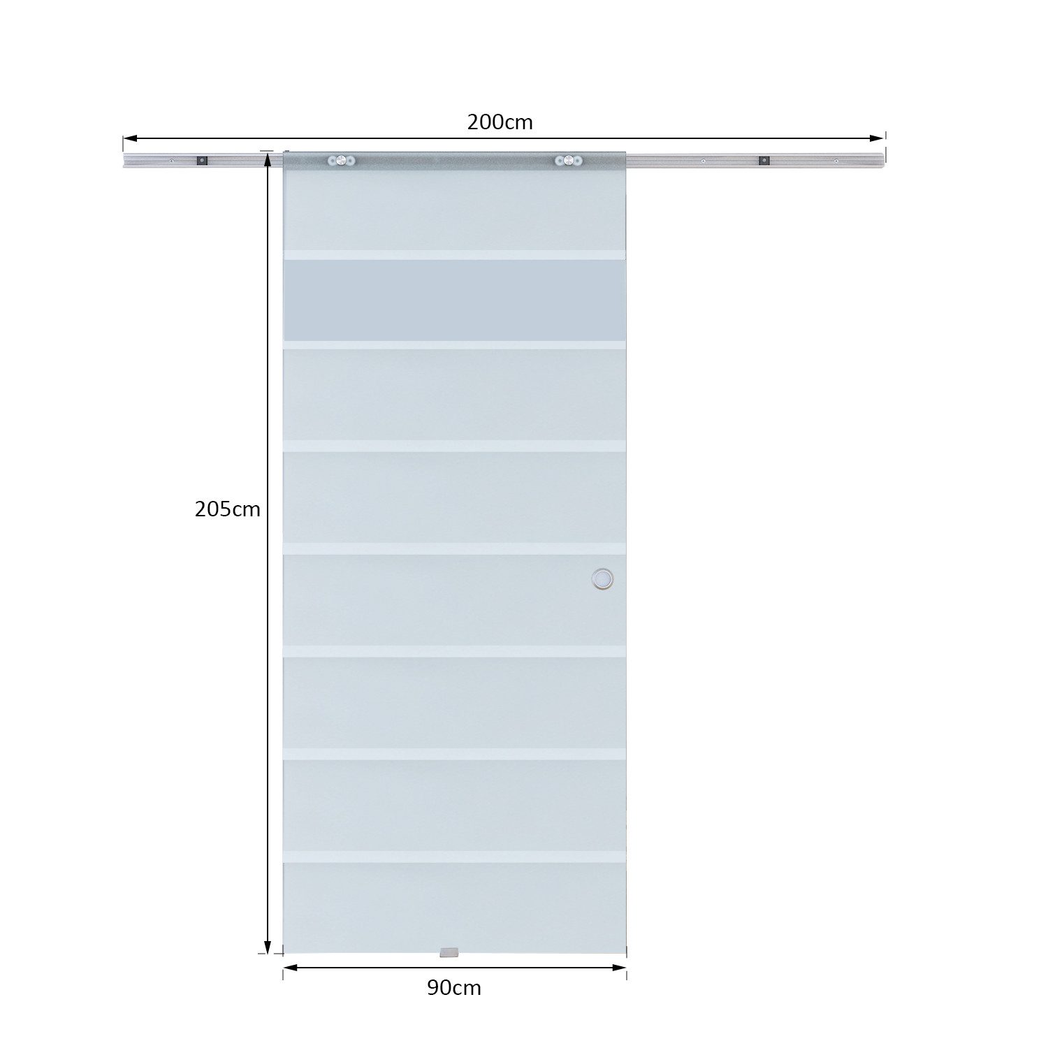 HOMCOM Schiebetür Glasschiebetür Zimmertür teilsatiniert 775 x 2050 mm (Zimmertür, 1-St., Glastür), teilsatiniert 900 x 2050 mm