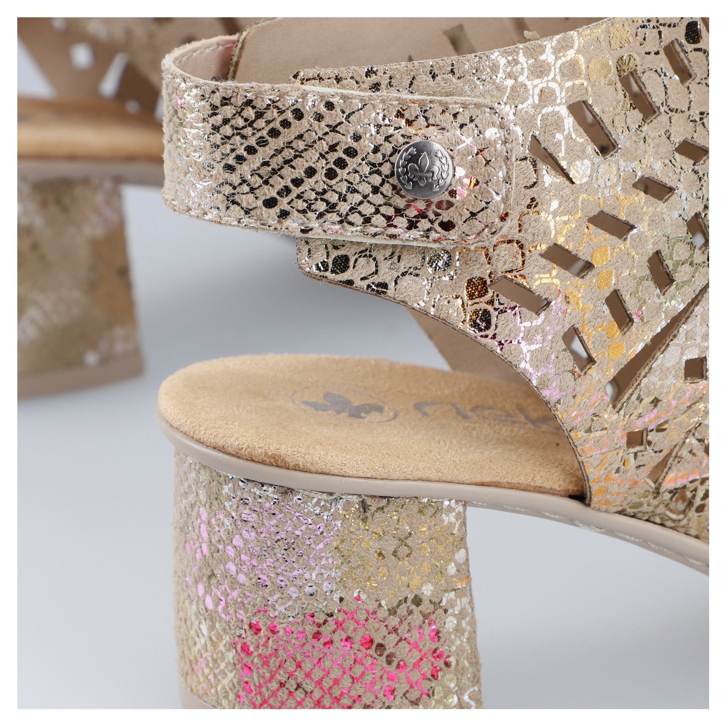 Rieker Sandalette Sommerschuh, Sandale, Blockabsatz, mit modischer Schaftgestaltung