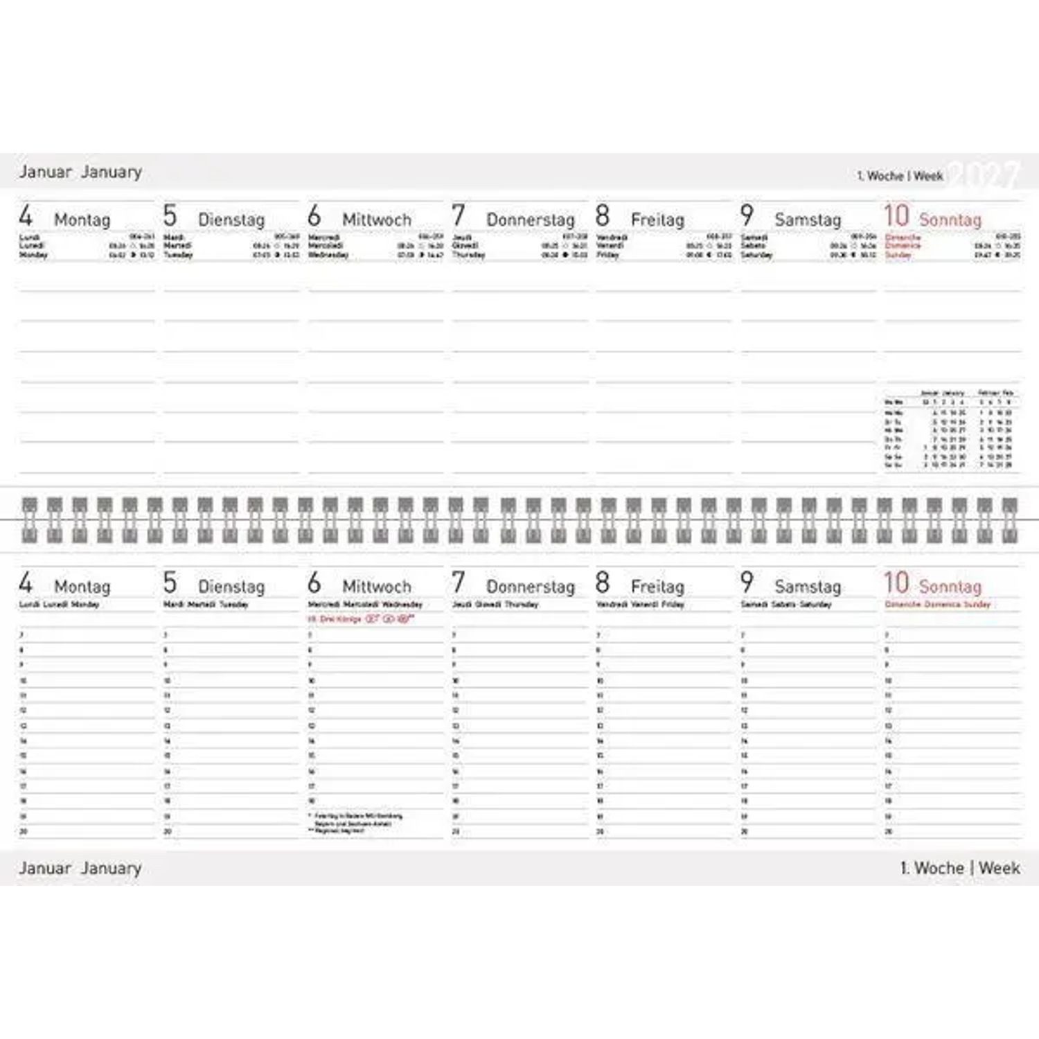 Korsch Verlag Querkalender Tischkalender quer Professional Premium 2027 rot