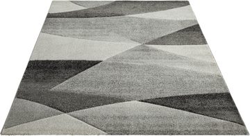Teppich Monde Moderner Designer Wohnzimmer Teppich, Weicher Kurzflor, Hoch Tief Effekt, Konturenschnitt, Blickfang, Wellen Muster, Creme-Grau, 80 x 150 cm, the carpet, Rechteck