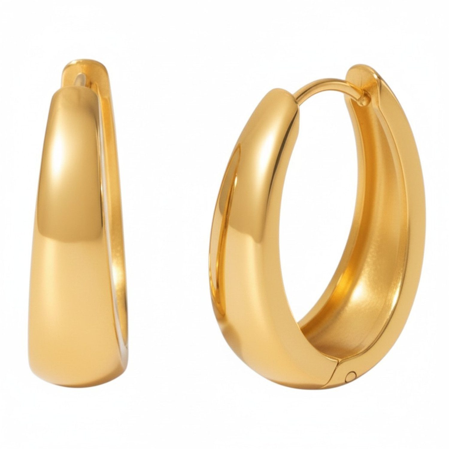 KARMA Paar Creolen Edelstahl Gold Ohrringe 2,3 cm Damenohrringe (wasserfest hypoallergen rostfrei pflegeleicht, 2-tlg., Damencreolen Edelstahlcreolen vergoldet), Ohrschmuck Kreolen Damenschmuck