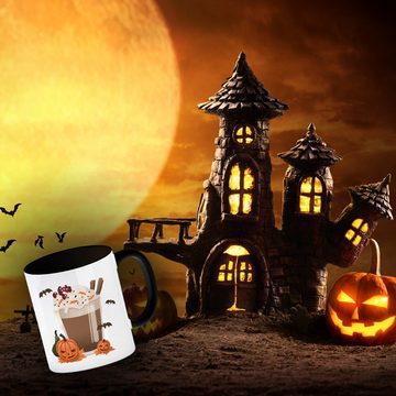 speecheese Tasse Pumpkin Spice Latte Kaffeebecher Schwarz für Halloween