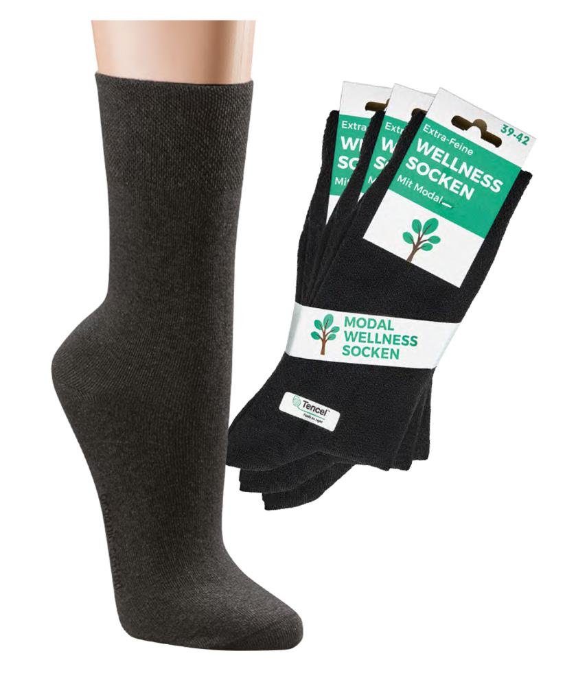 FussFreunde Komfortsocken 6 Paar Modalsocken weiche Wellness Socken Komfortbund ohne Gummidruck (Set, 6 Paar) hautsympathisch