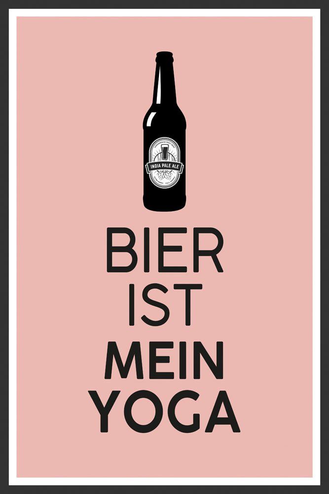 queence Metallbild Bier Yoga, Getränke, Schriftzug, Sprüche, Sprüche & Texte (1 St), Stahlschild, Blechschild, Sprüche, Texte, witzig, Bier