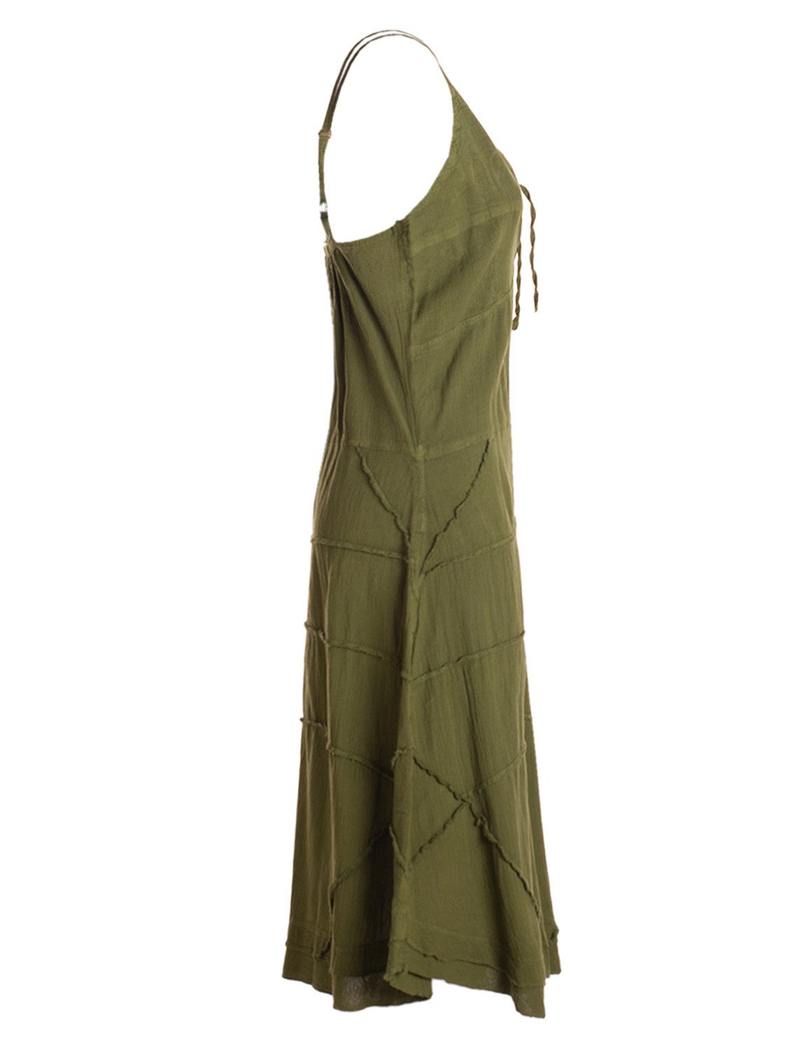 Vishes Sommerkleid Damen Kleid Handgewebt Baumwolle Spaghettiträger Schnürung Alternative Mode, Boho, Hippie, Ethno, Festival – Bild 3 von 4