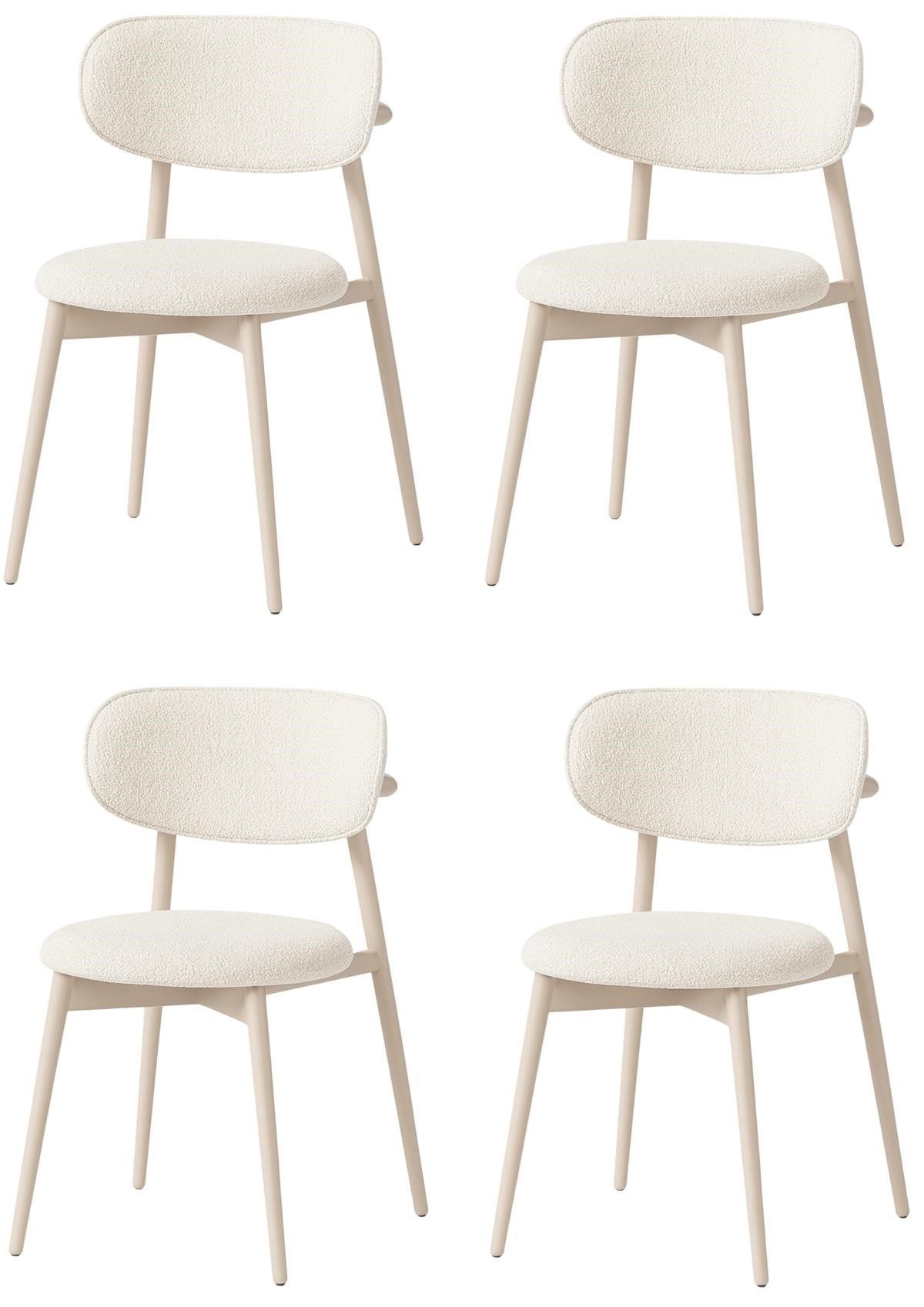 Xlmoebel Esszimmerstuhl Elegante weiße Textilstühle mit Holzgestell ohne Armlehnen Sofort (4er Set, 4 St), Hergestellt in Europa