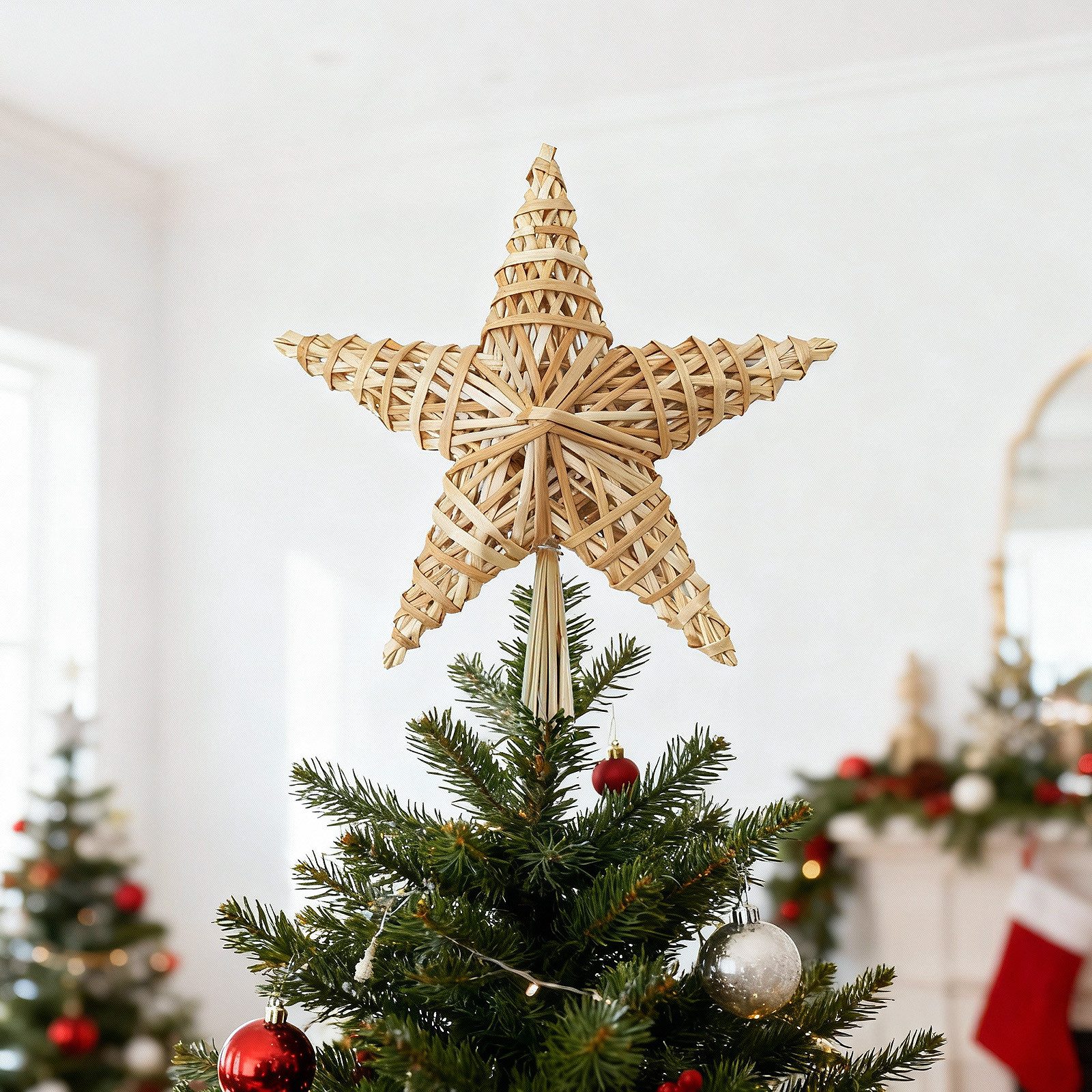 Salcar Christbaumspitze Baumspitze Weihnachten Stern Christbaumspitze Stroh günstig online kaufen