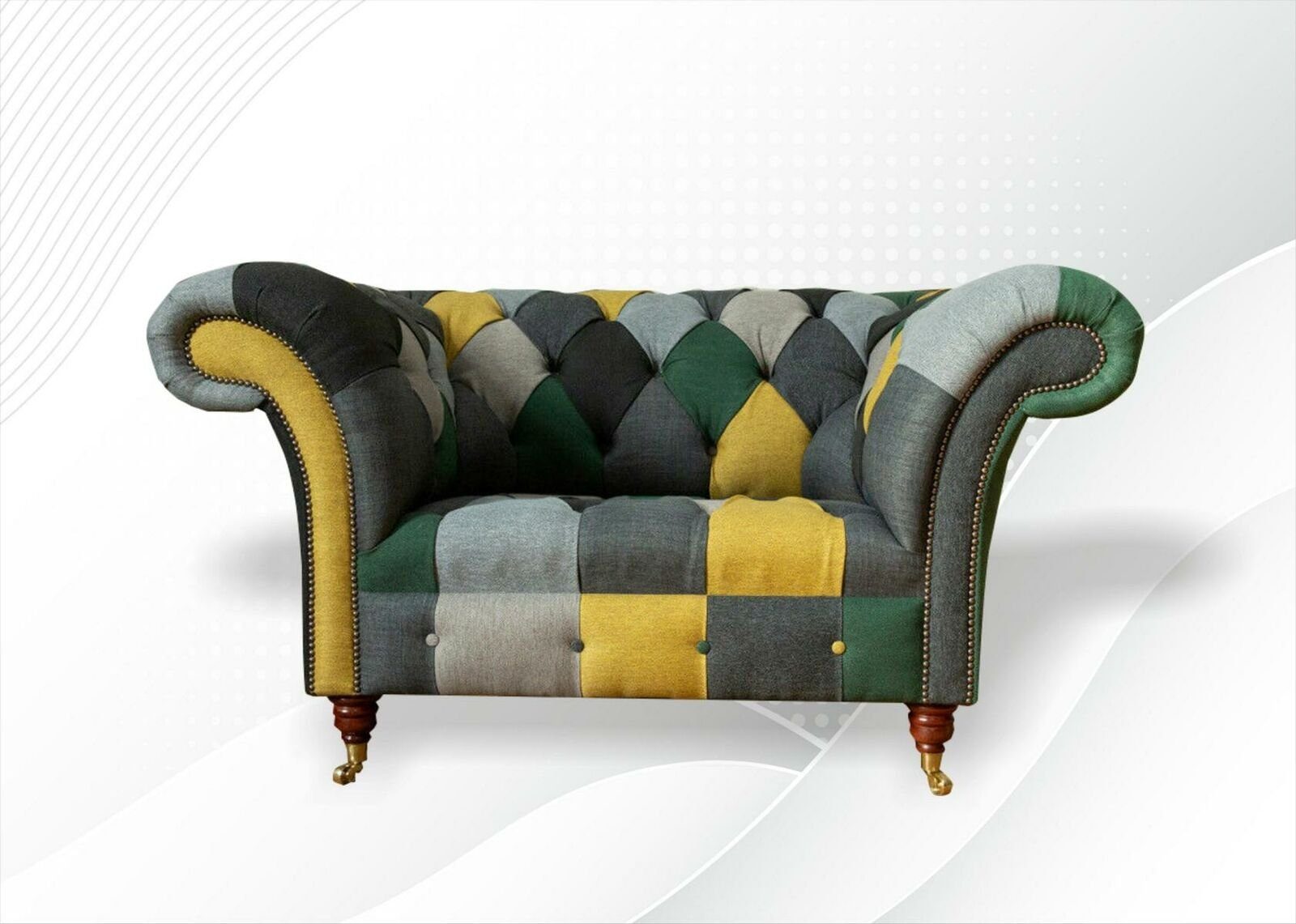 Stoff Fernseh JVmoebel Couch Sofa 1,5 Sessel Textil Chesterfield Sitzer Chesterfield-Sessel,