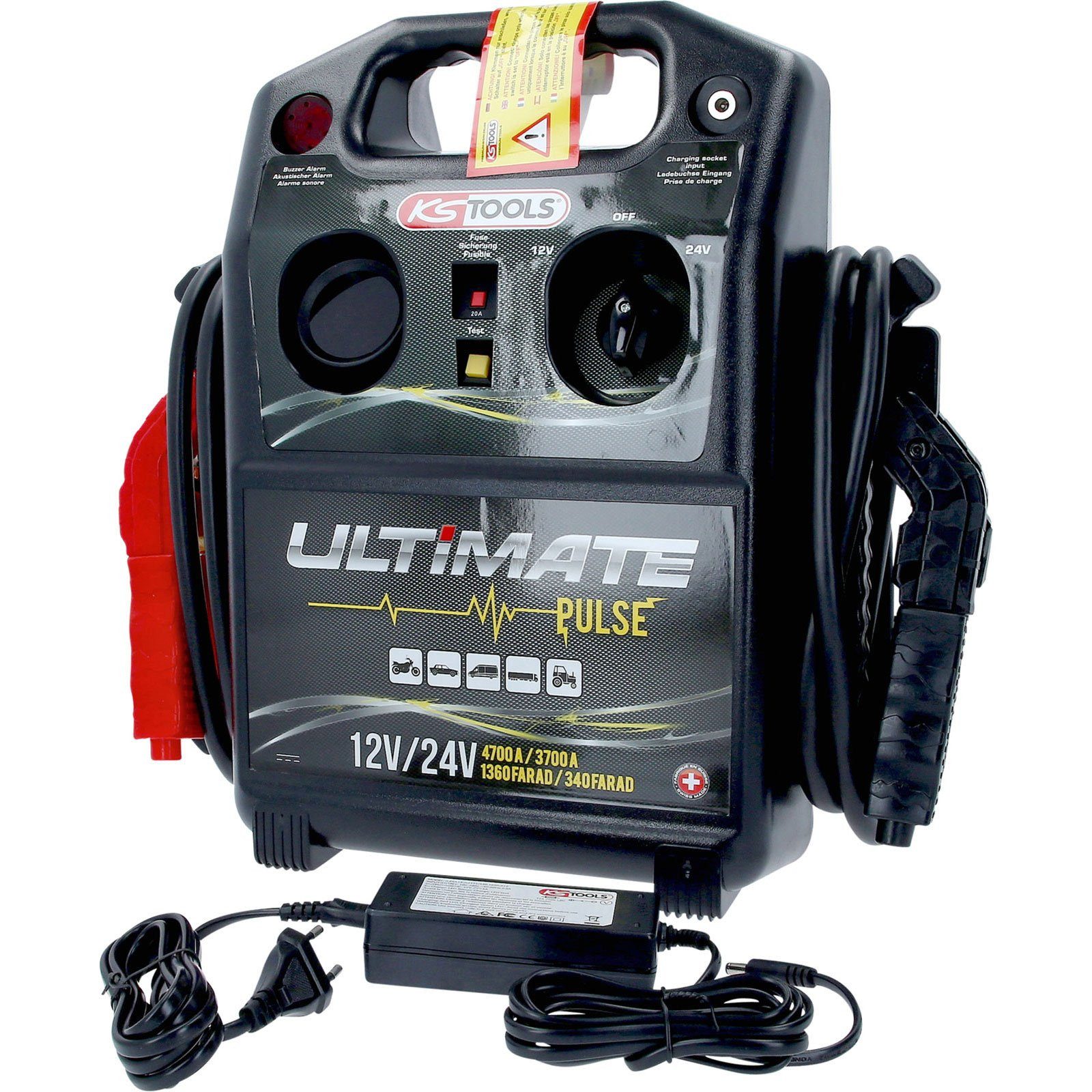 KS Tools Montagewerkzeug KS TOOLS 12 V / 24 V Kondensator-Booster - mobiles Starthilfegerä...