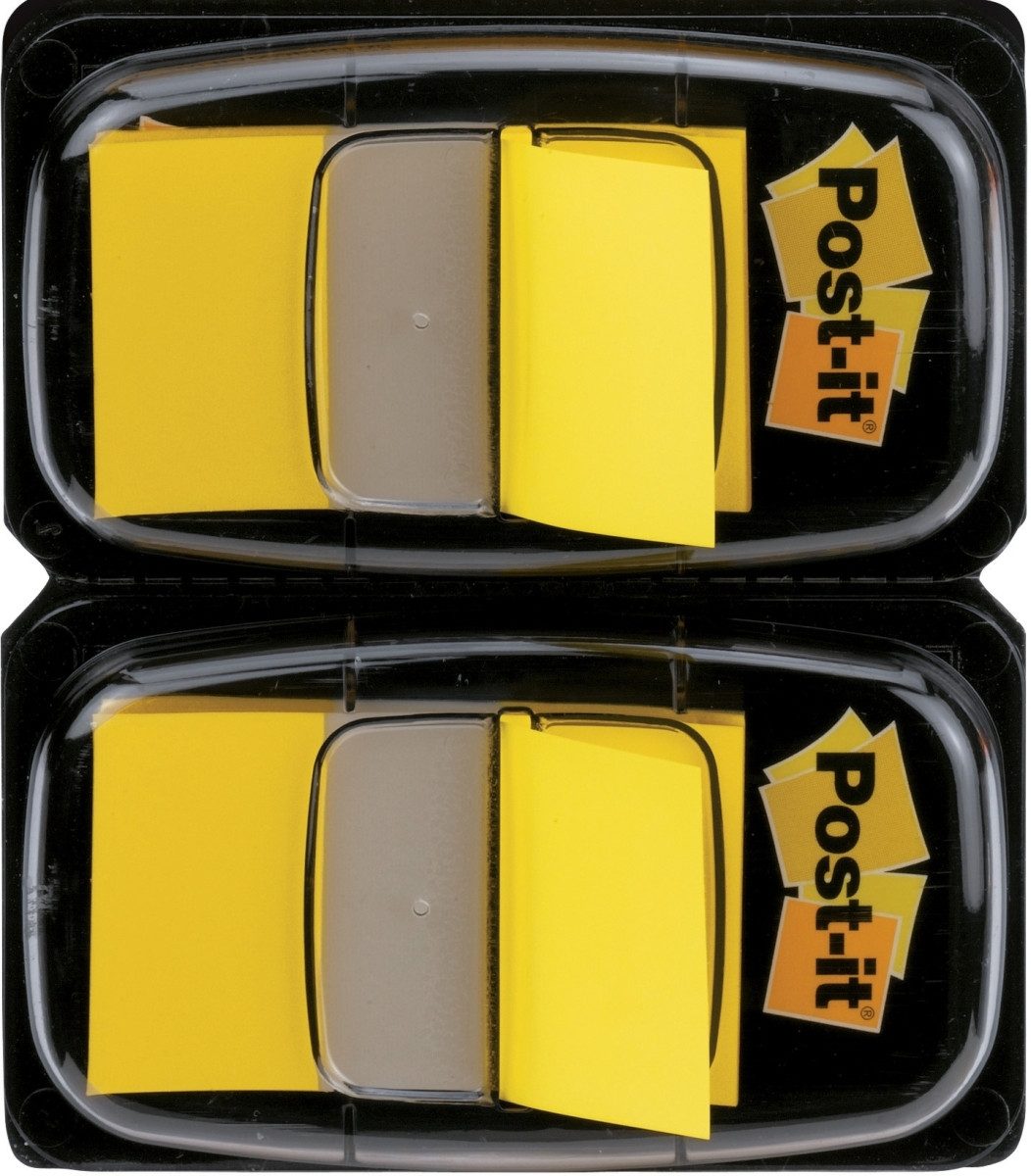 Post-it Notes Haftnotizblock Haftstreifen Index Standard 25,4x43,2mm 50 Blatt gelb VE=2 Spender