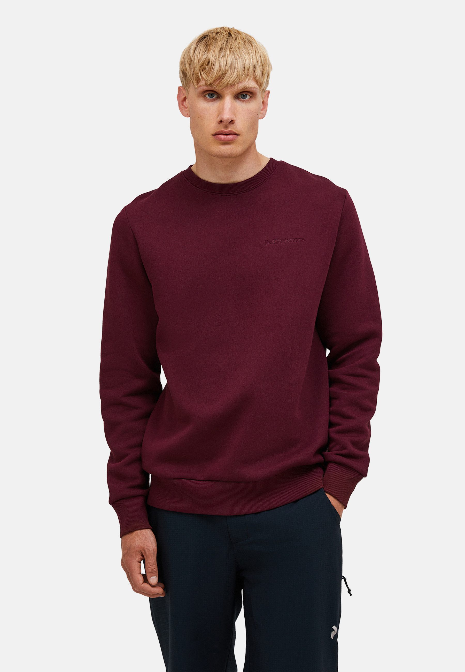 Peak Performance Sweatshirt M Original Small Logo Crew Ton-in-Ton-Nähte