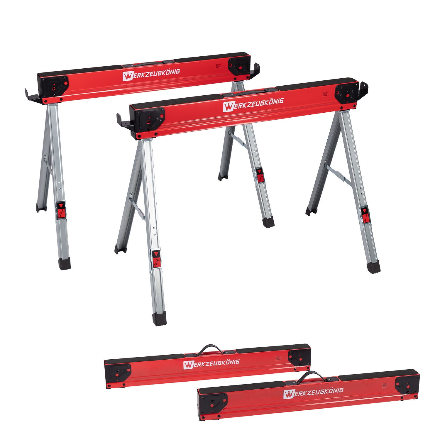 Werkzeugkönig Klappbock Arbeitsbock Gerüstbock, 500 kg max. Belastbarkeit, platzsparend zusammenklappbar - rutschfeste Auflagefläche