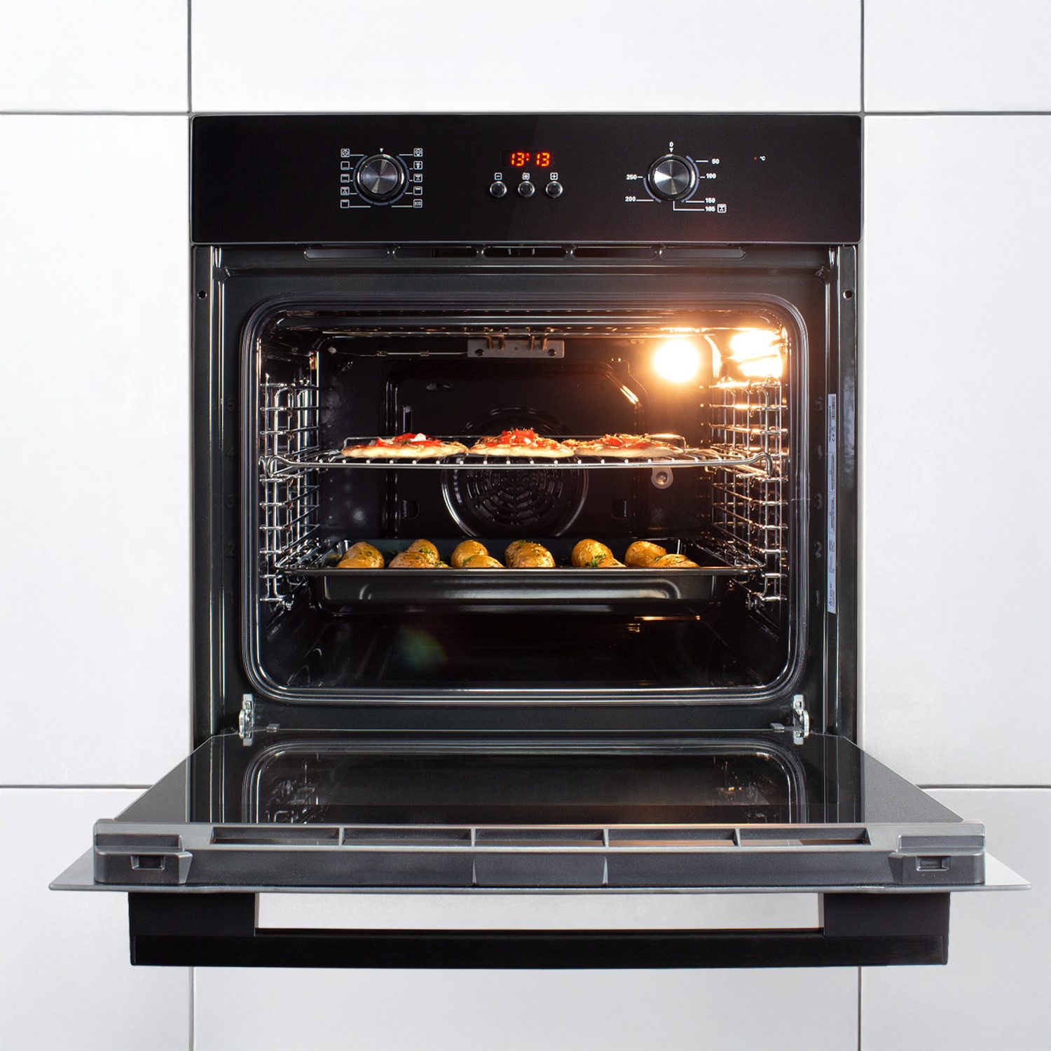 KKT KOLBE Einbaubackofen Backofen Elektroherd BO8005FB, DampfClean, 60cm / Einbauherd / Full Black / Heißluft / Grill-/Brat-System