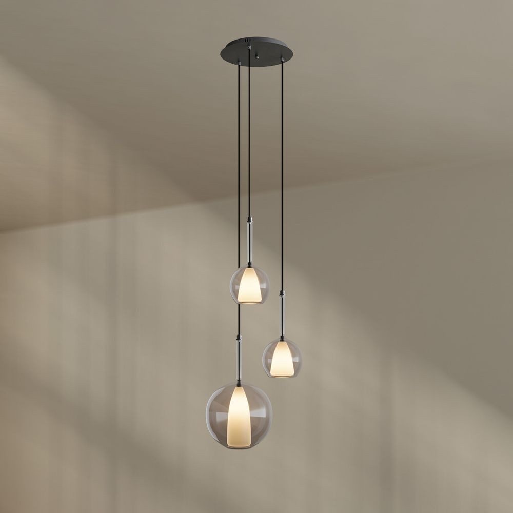 s.luce Pendelleuchte Belluna Galerieleuchte 3-flammig Ø 40cm Baldachin Klar