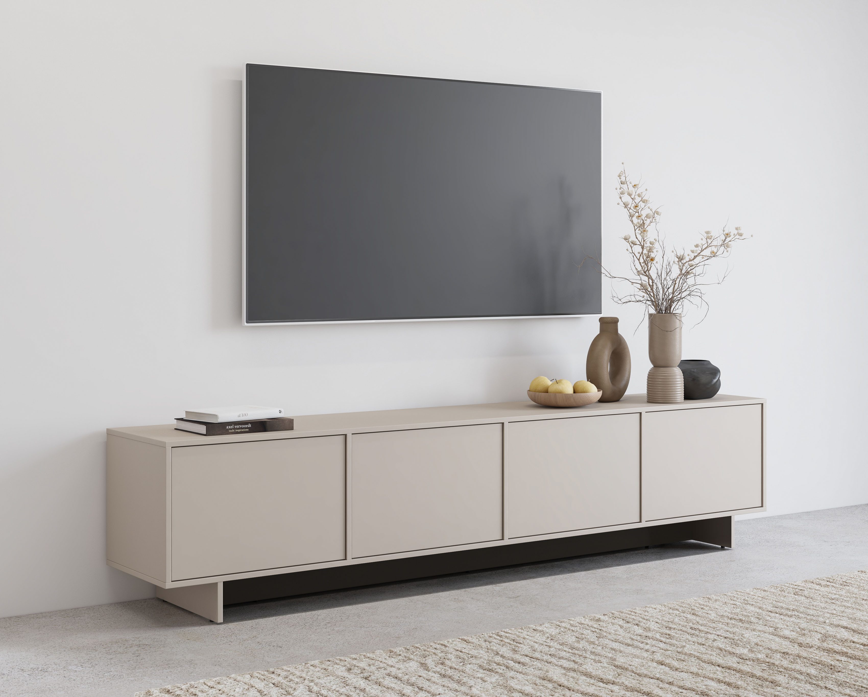 OTTO home Lowboard Tatami, Modernes griffloses TV-Board, Breit 220,50cm, TV-Schrank, TV-Schrank, TV-Board mit viel Stauraum, push-to-open-Funktion