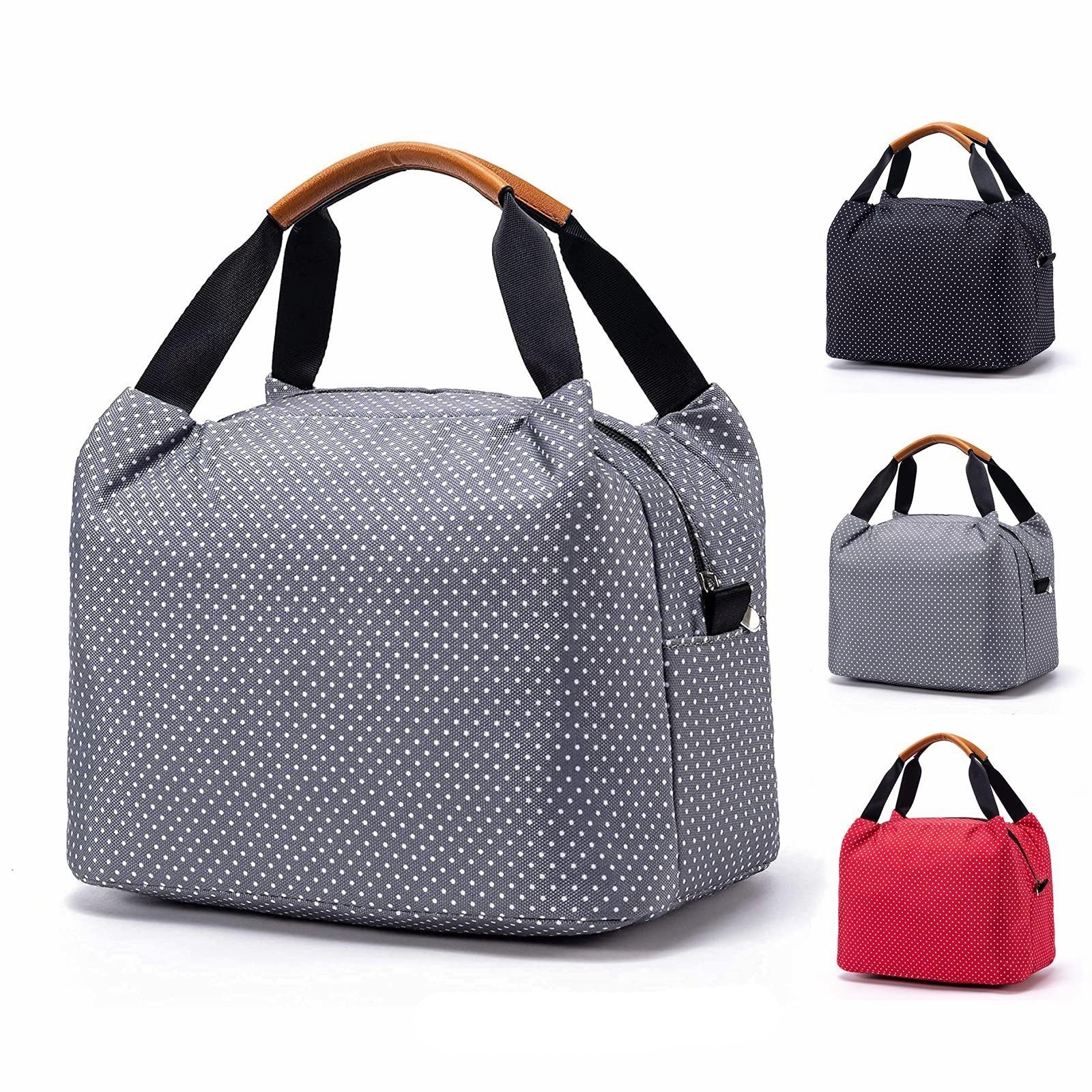 Picknickkorb Lunchtasche Kühltasche Isoliertasche Lunchbag Thermotasche mit Reißverschluss, Klein und Faltbar aus Wasserdichtem Material für Arbeit, Schule, unterwegs und Picknick, gefuttert mit EPE-Schaum und Aluminium, Fassungsvolumen 9L