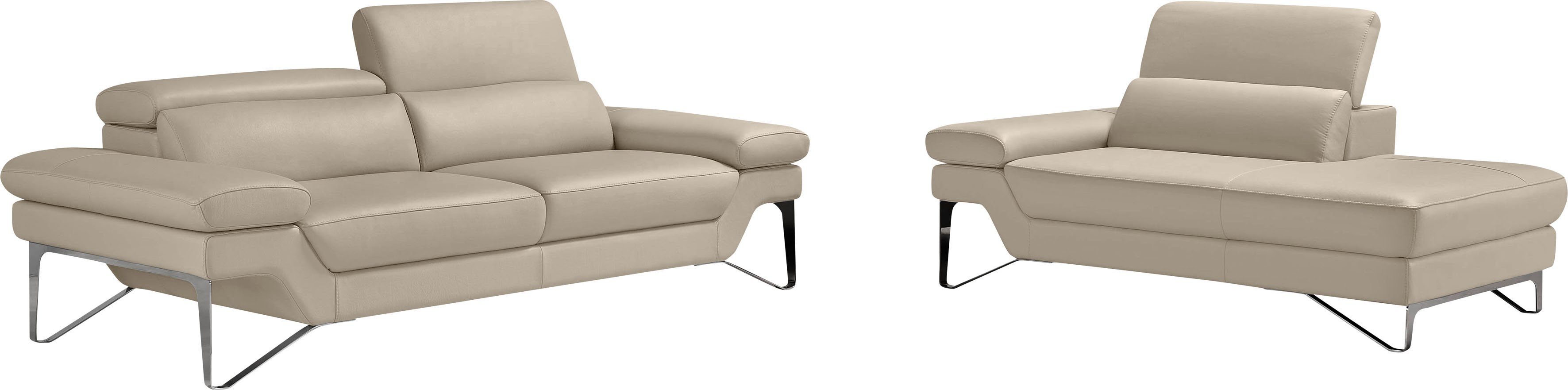 Egoitaliano Polstergarnitur Princess Design und Sitzkomfort im Einklang, bequem und hochwertig, Set aus 2,5 Sitzer und Ottomane, Kopfstützen manuell verstellbar