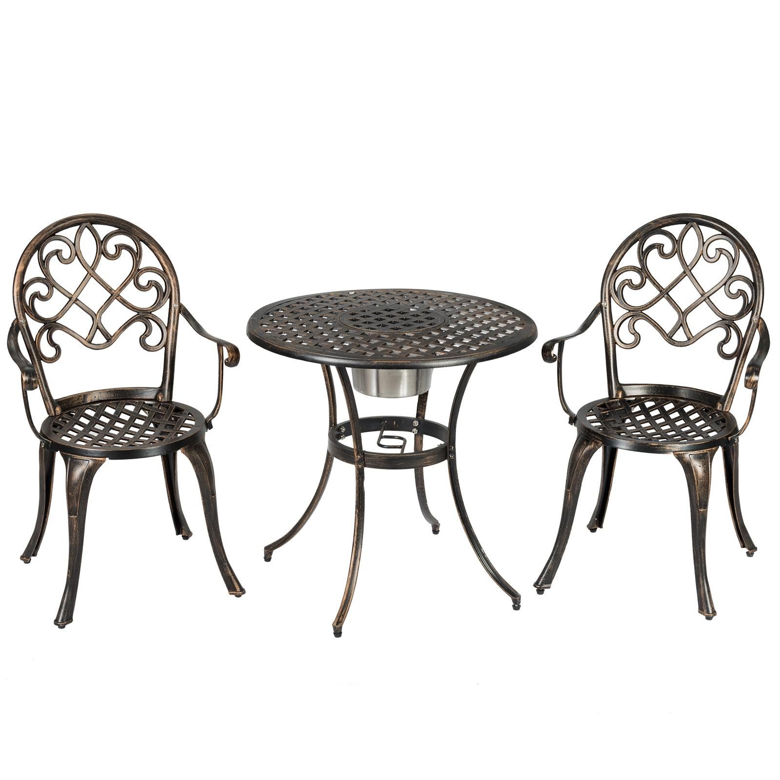 KOMFOTTEU Bistrostuhl 3 TLG. Bistro Set, aus Aluminiumguss