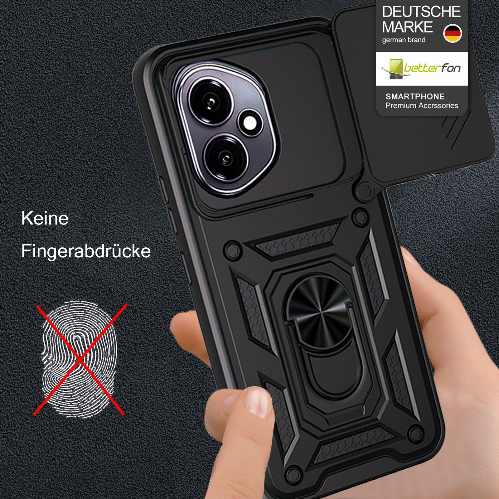 betterfon Handyhülle Panzer Hülle für Honor 400 Outdoor Case mit Kameraschutz, Outdoorhülle mit Ringhalter Smartstand Kameraschutz und Silikonkern