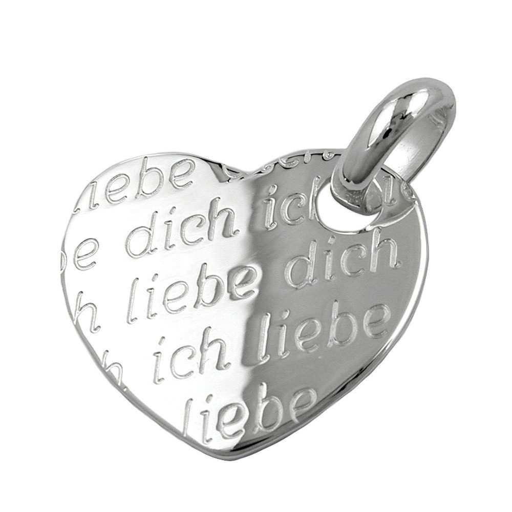 Kettenanhänger Anhänger Herz - Ich liebe Dich -, 925 Silber