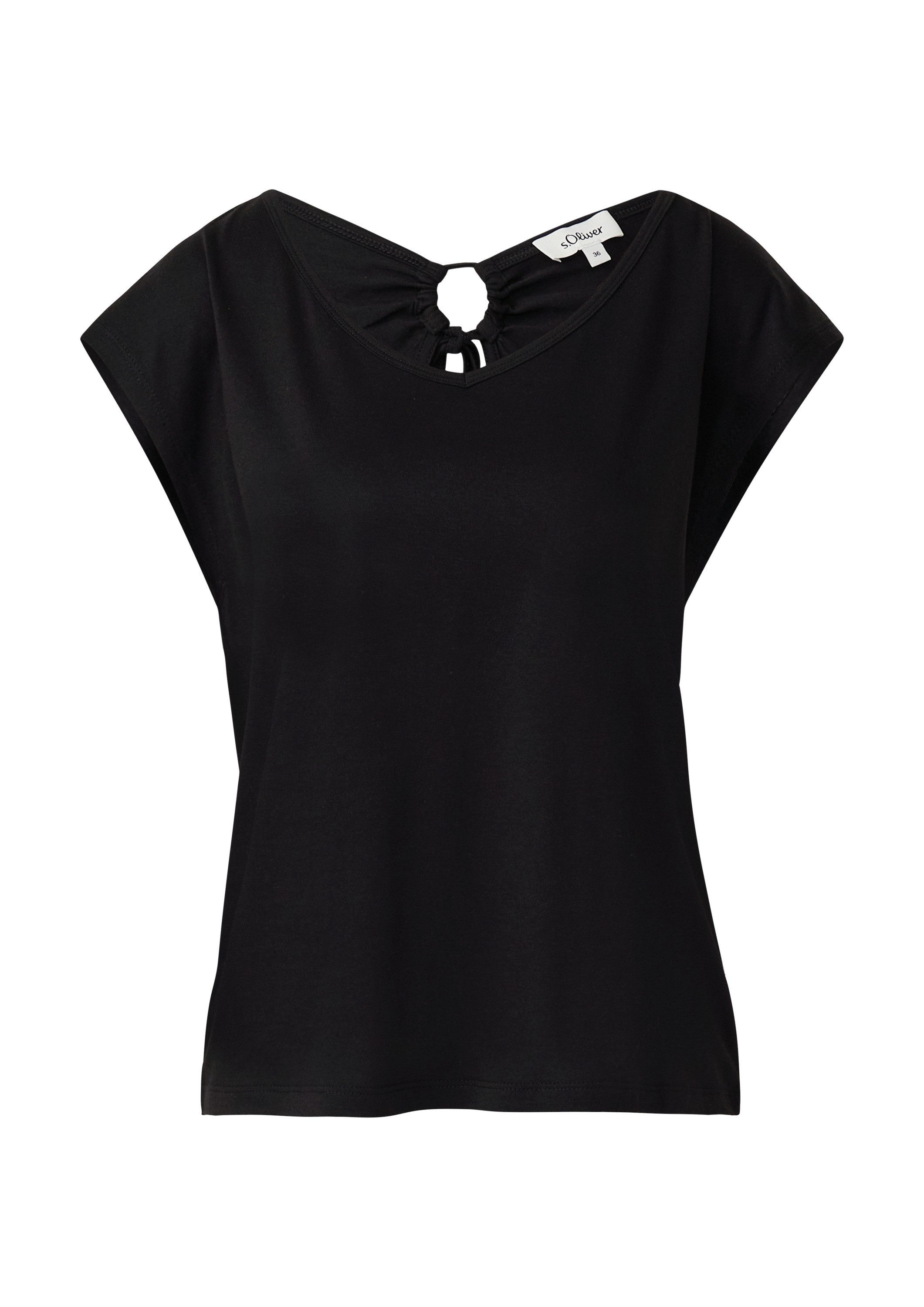 s.Oliver Kurzarmshirt T-Shirt T-Shirt mit weitem Ausschnitt, Cut-out und Sc günstig online kaufen