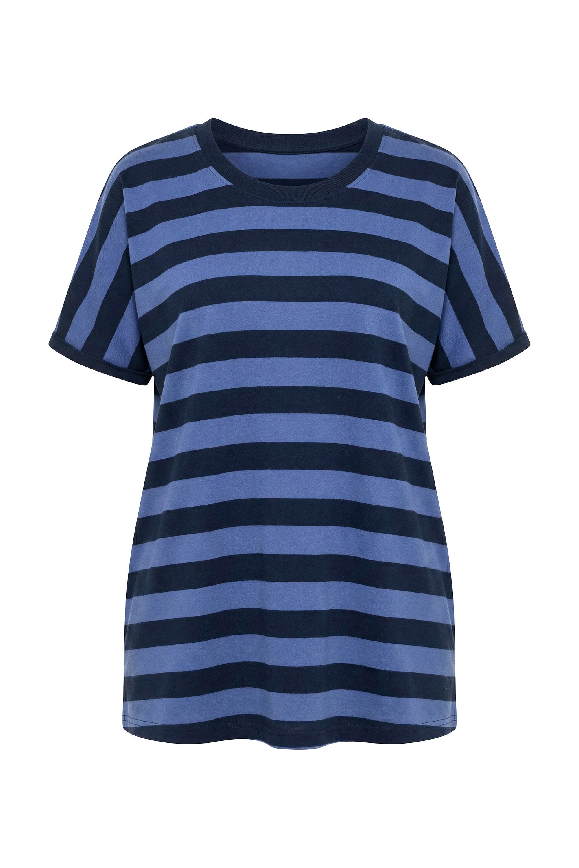 Ulla Popken T-Shirt T-Shirt Ringel Oversized Rundhals Halbarm