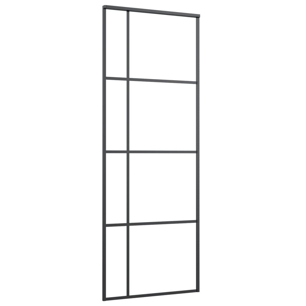 vidaXL Zimmertür 76 x 205 cm Schiebetür ESG-Glas und Aluminium mattiert 90x205 cm Schwa