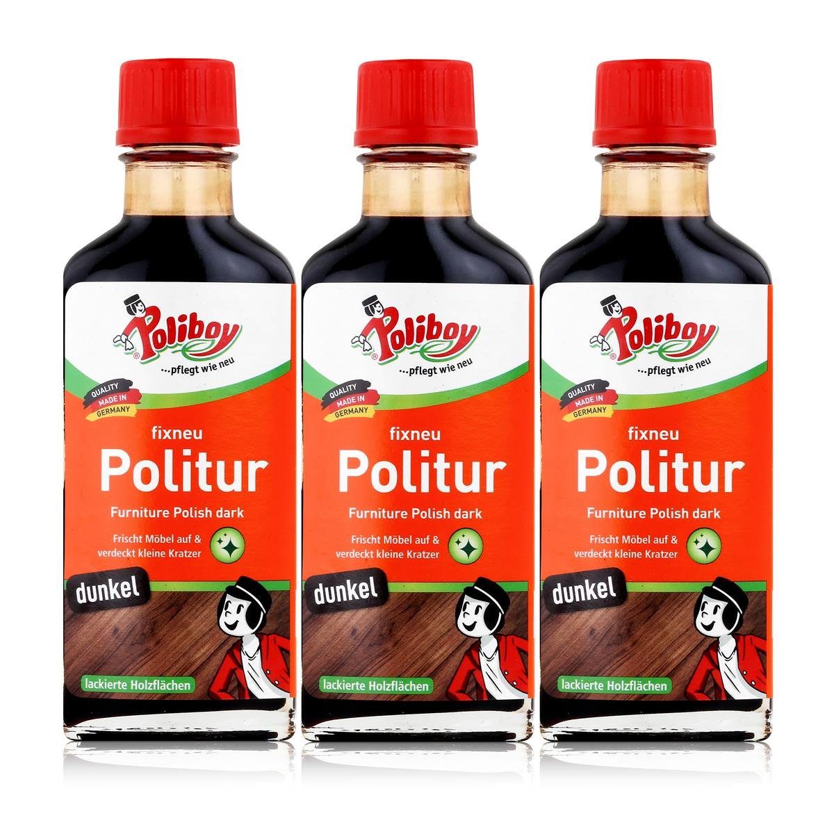 poliboy Poliboy Politur dunkel 100ml - Für lackierte dunkle Holzmöbel (3er Pac Universalreiniger